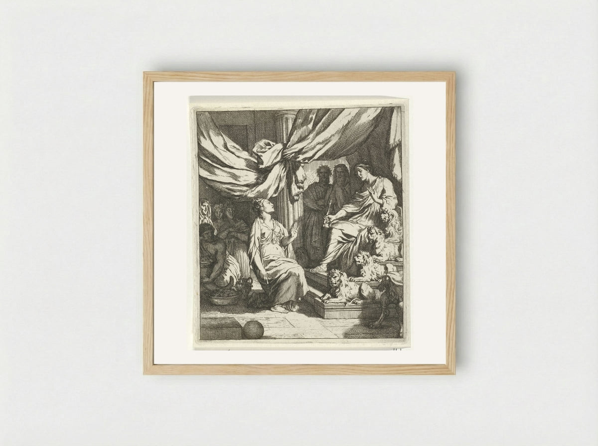 Salomon ontvangt de koningin van Sheba - Gerard de Lairesse - Framed Print Wood