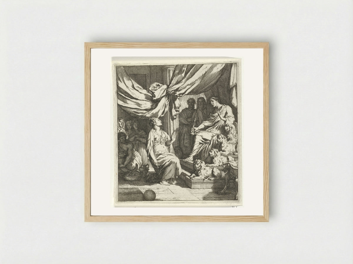 Salomon ontvangt de koningin van Sheba - Gerard de Lairesse - Framed Print Wood