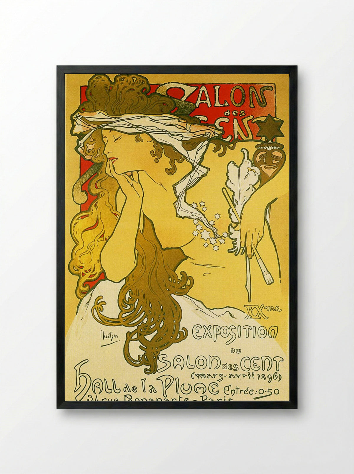 Salon des Cent (XXe Exposition) - Alphonse Mucha - Framed Print Black