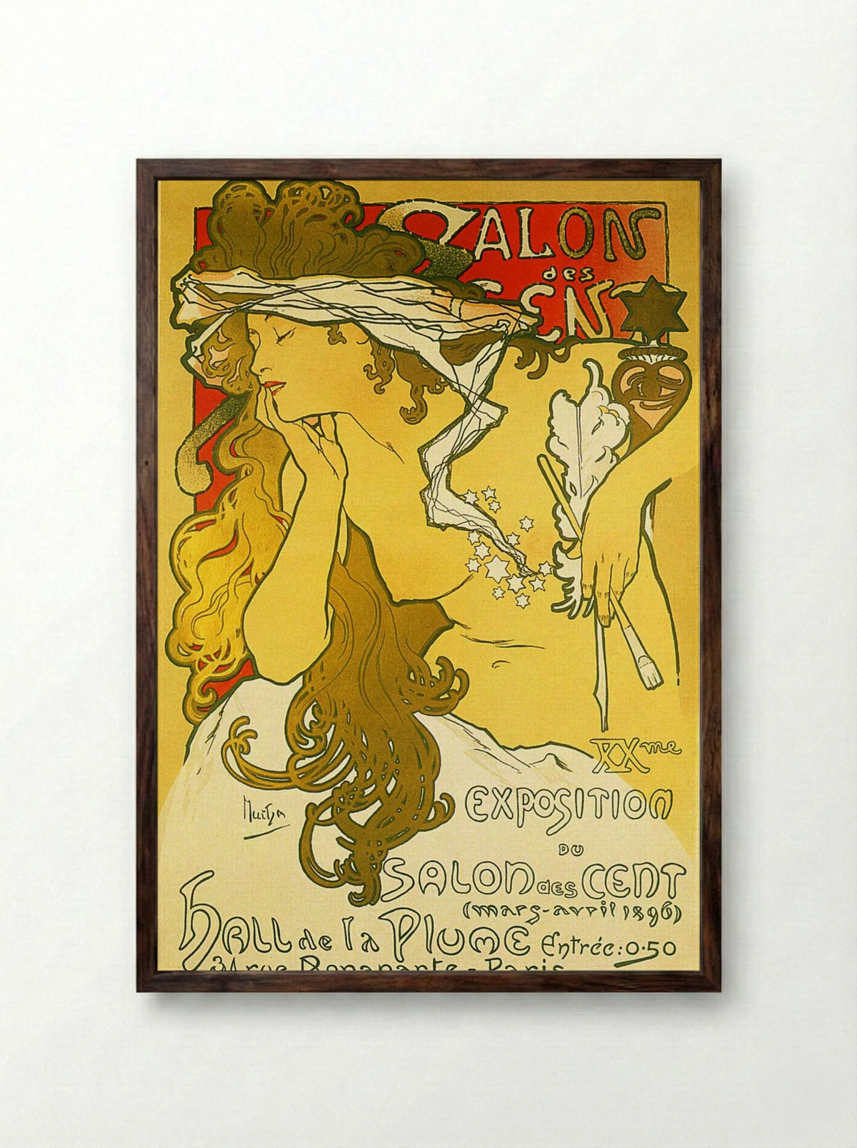 Salon des Cent (XXe Exposition) - Alphonse Mucha - Framed Print Dark Wood