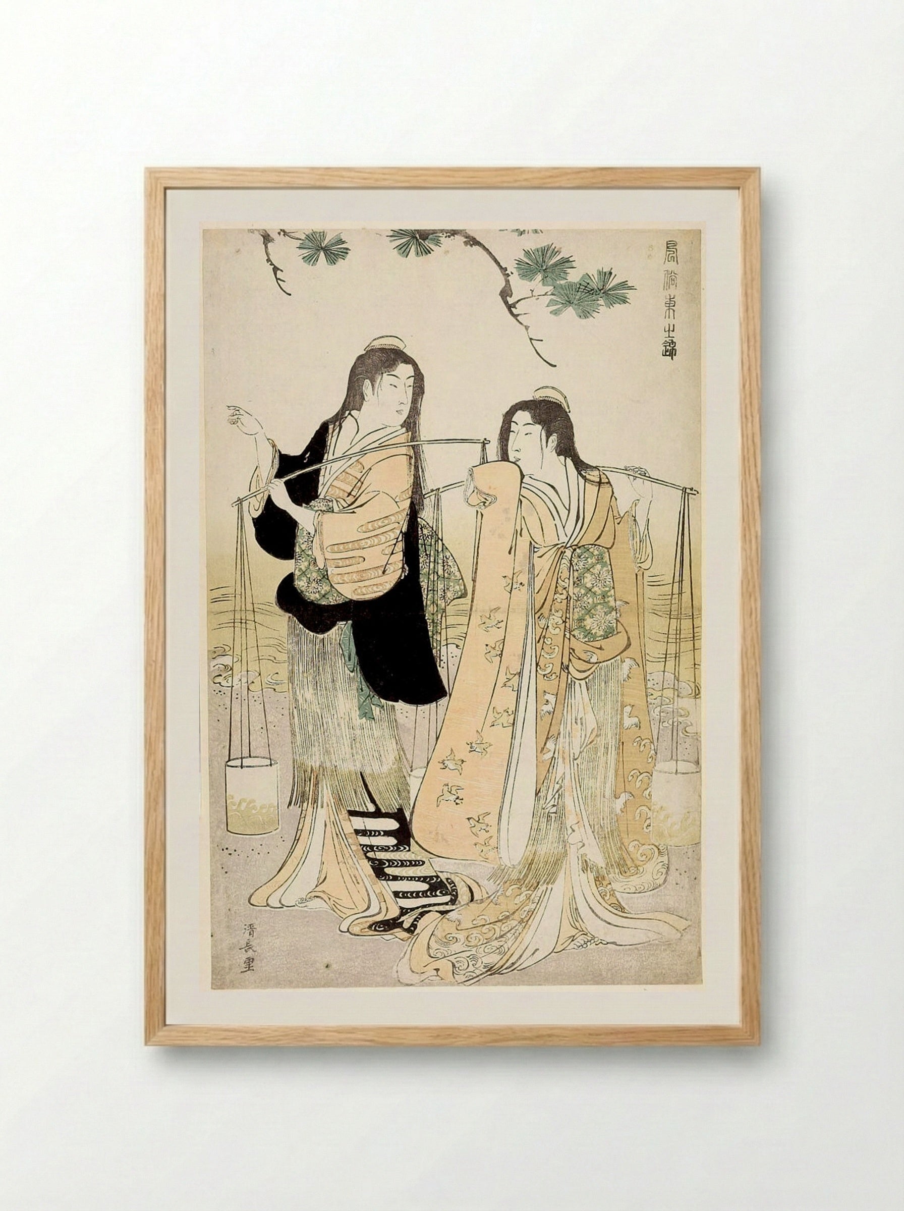 Salt-Water Carriers Murasame and Matsukaze - Torii Kiyonaga - Framed Print Wood