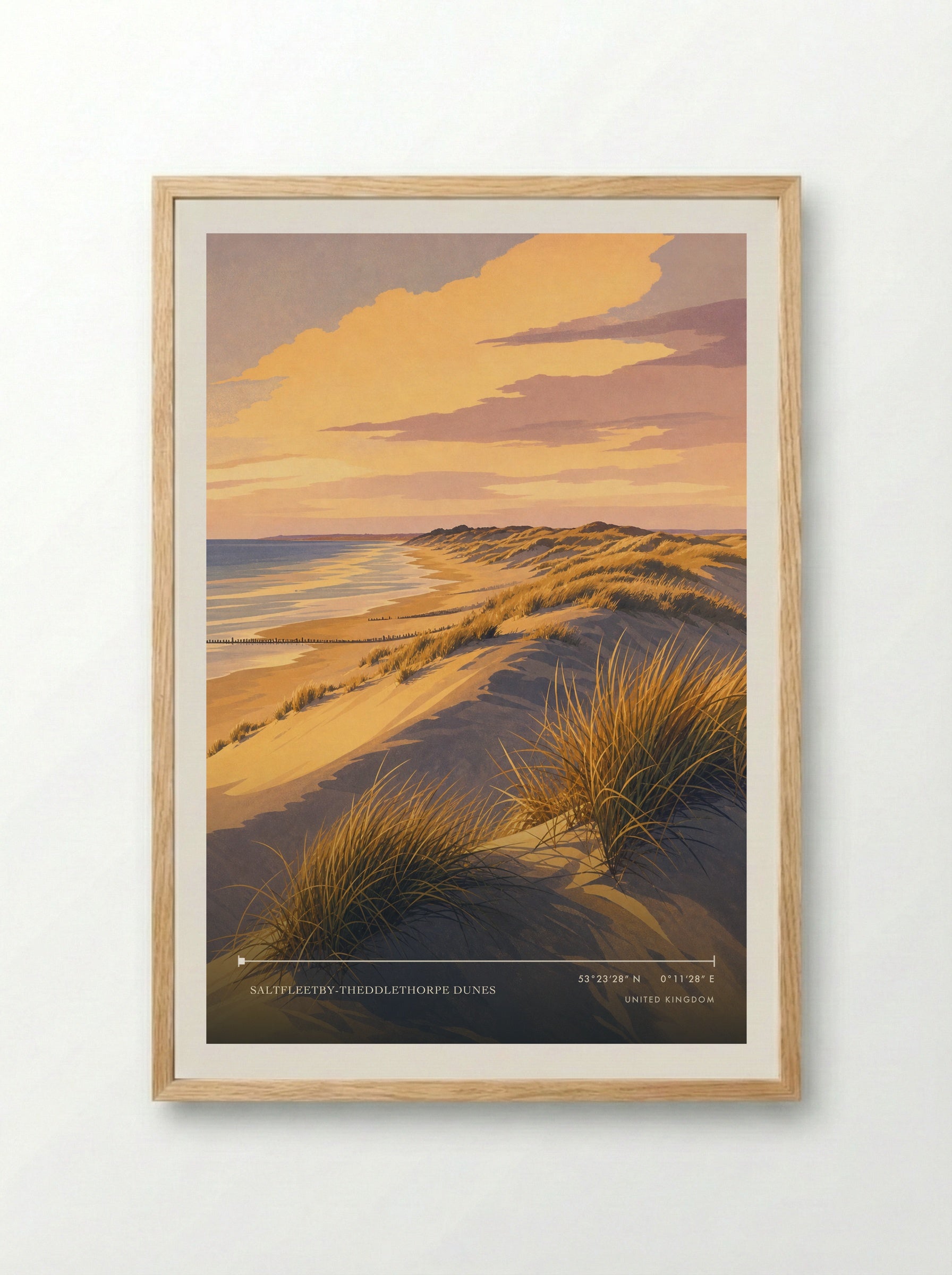 Saltfleetby-Theddlethorpe Dunes United Kingdom Travel Poster - Framed Print Wood