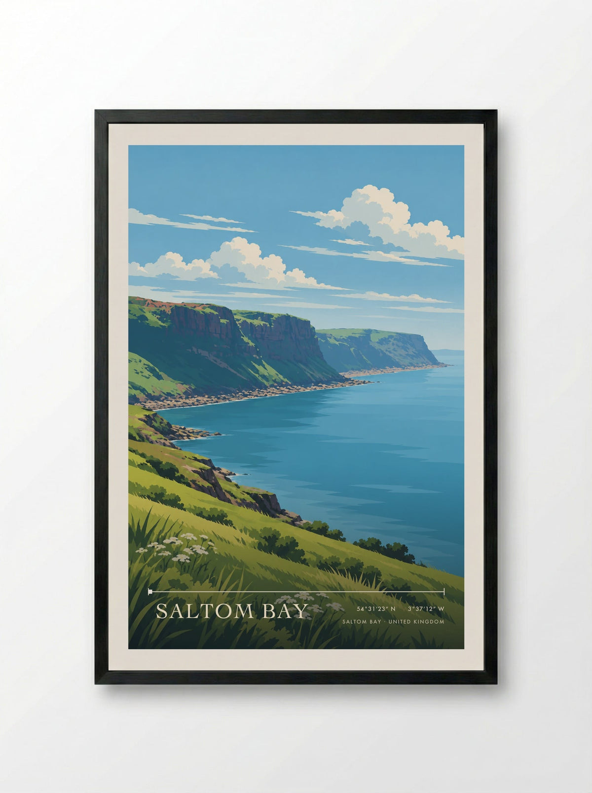 Saltom Bay | Travel Poster - Framed Print Black
