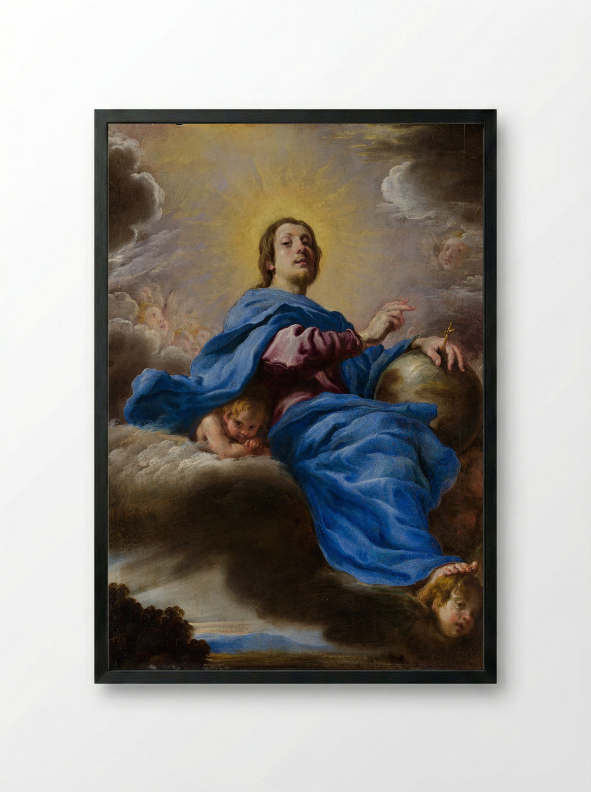 Salvator Mundi - Domenico Fetti - Framed Print Black
