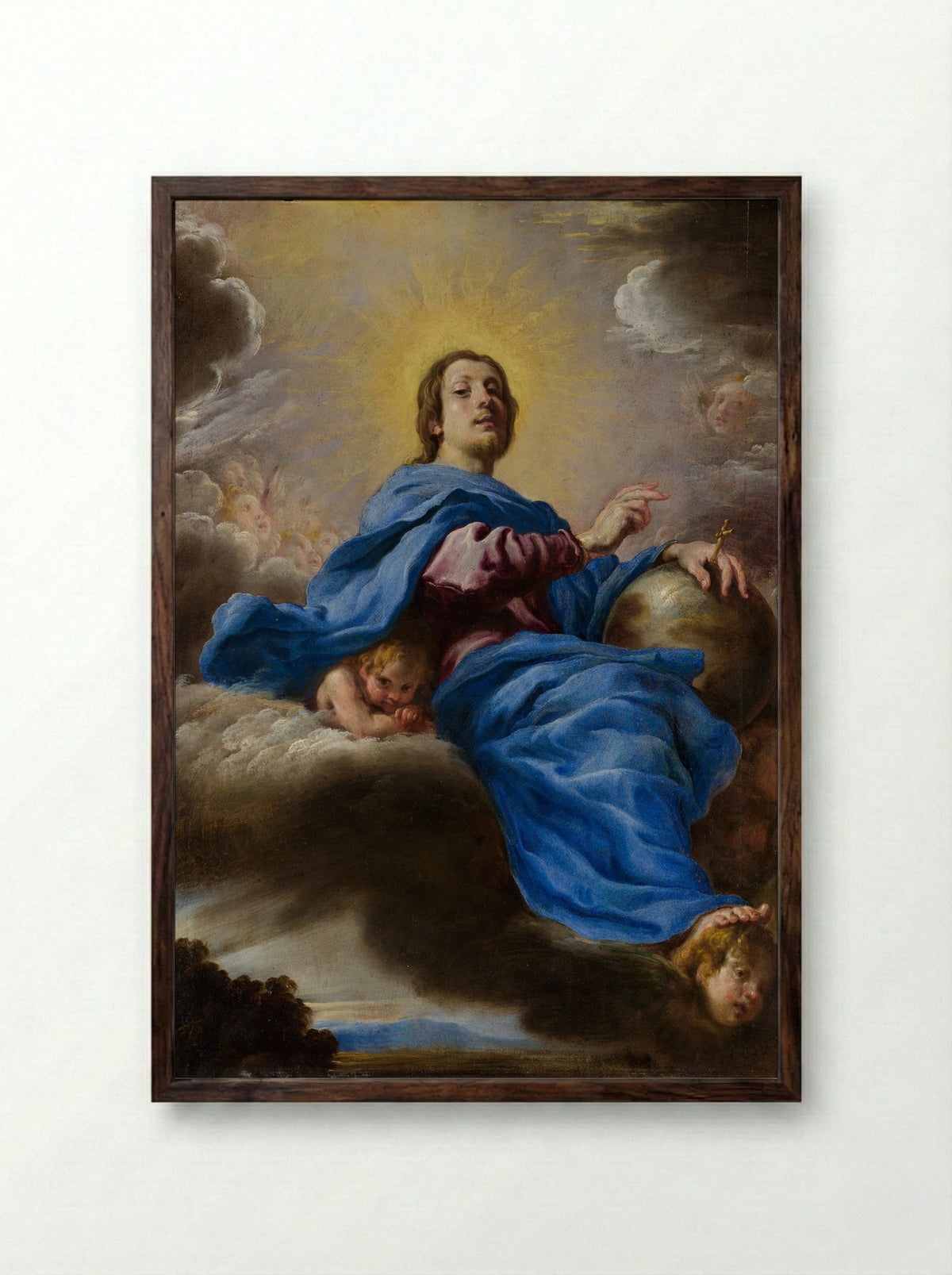 Salvator Mundi - Domenico Fetti - Framed Print Dark Wood