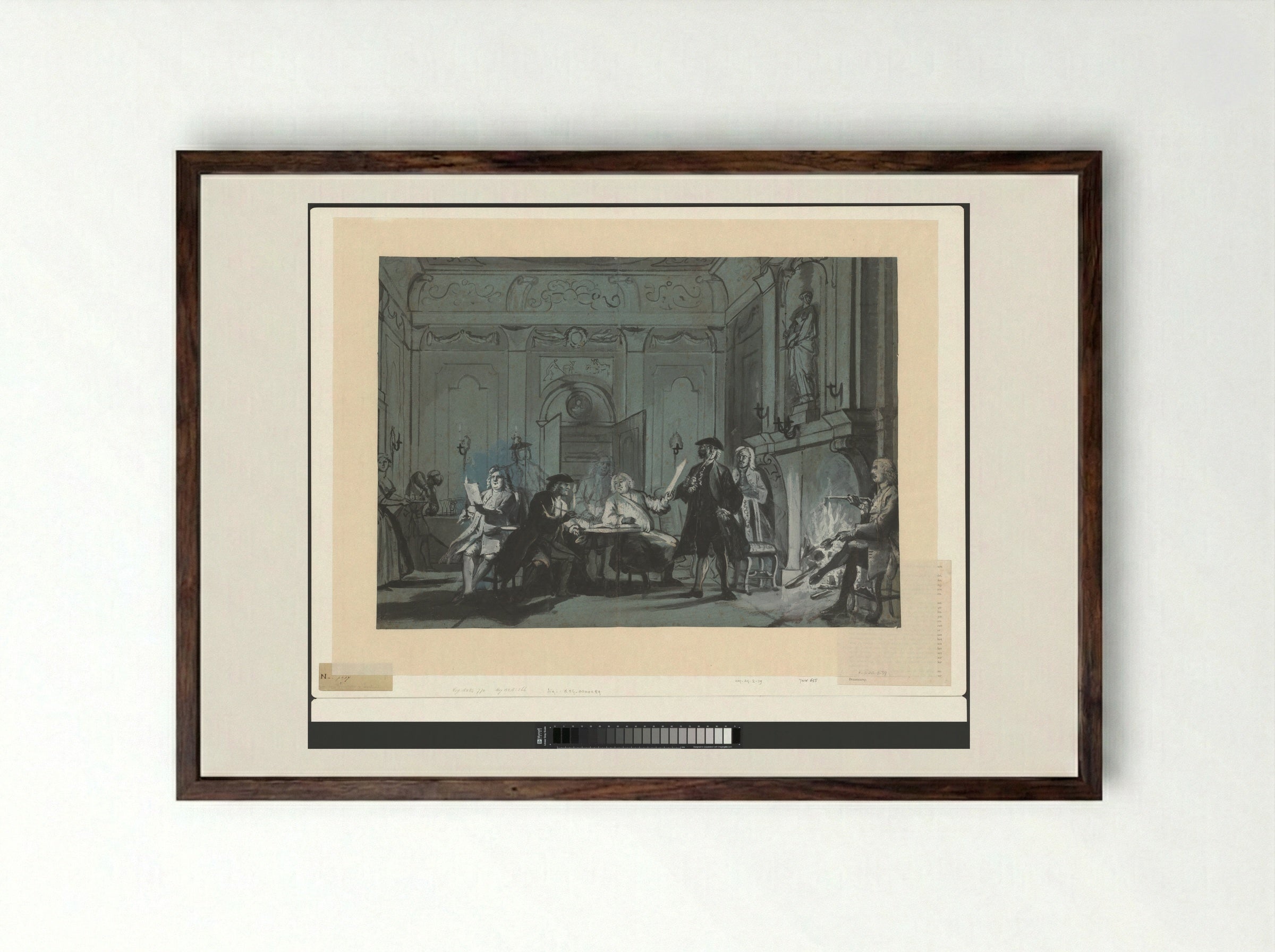 Samenkomst met kunstbeschouwing - Cornelis Troost - Framed Print Dark Wood
