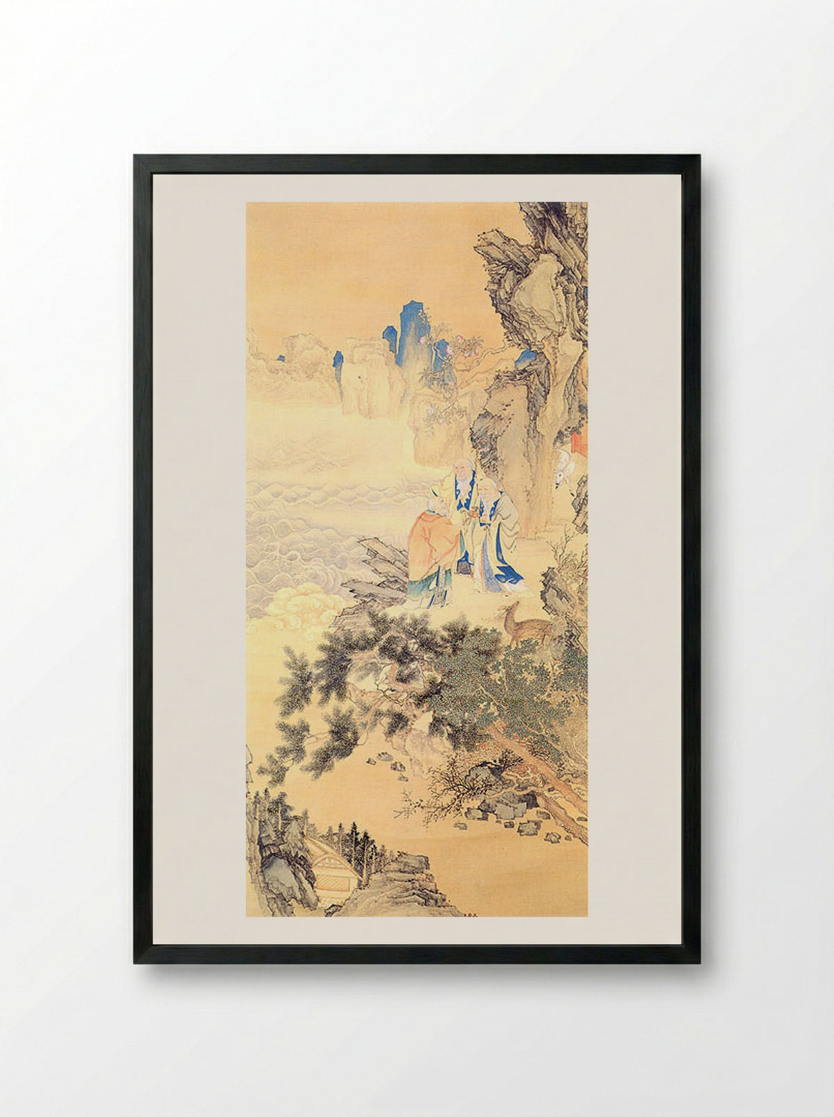 Samin munnyeondo (Three Scholars Asking the Way) - Owon - Framed Print Black
