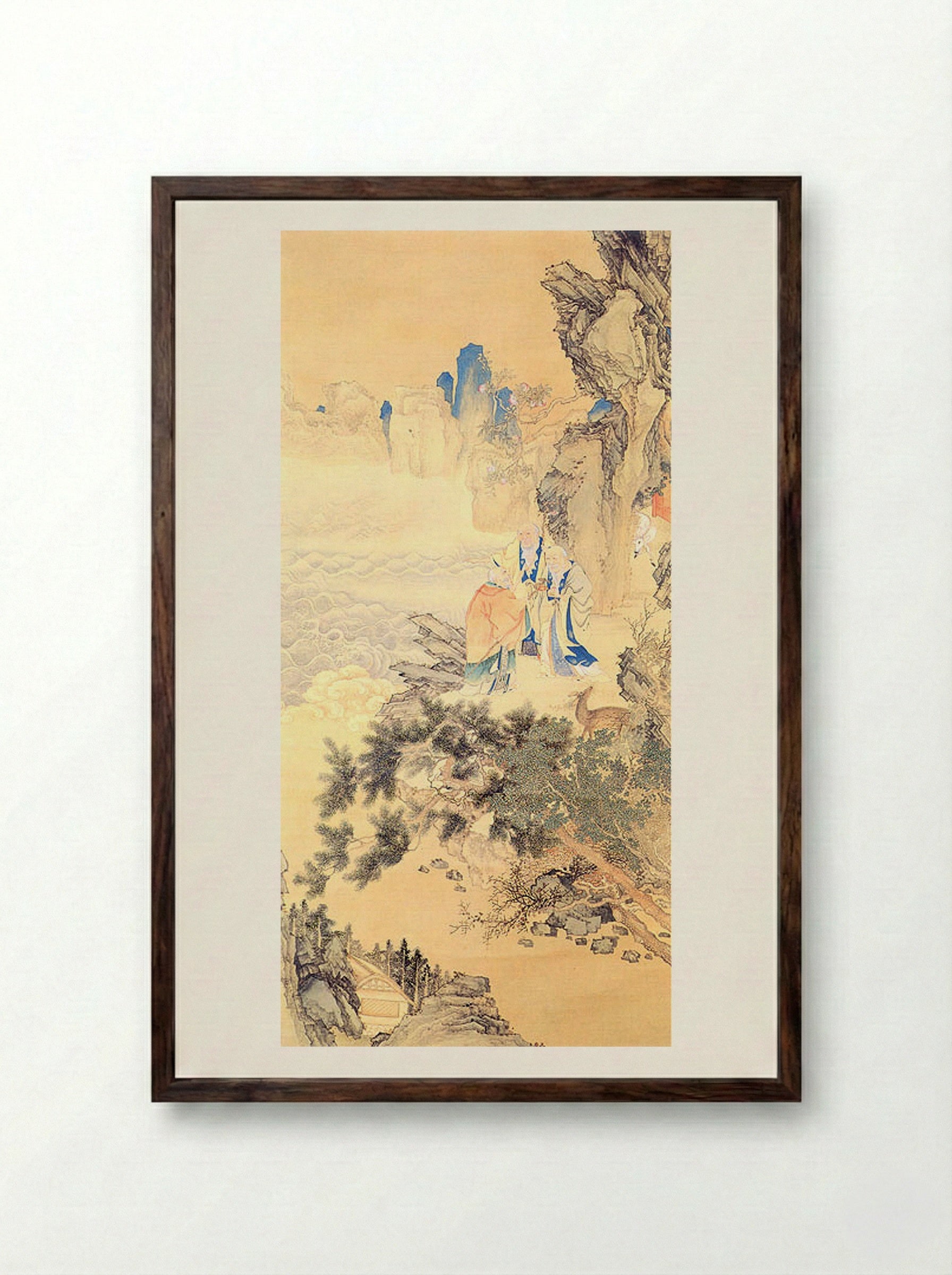 Samin munnyeondo (Three Scholars Asking the Way) - Owon - Framed Print Dark Wood