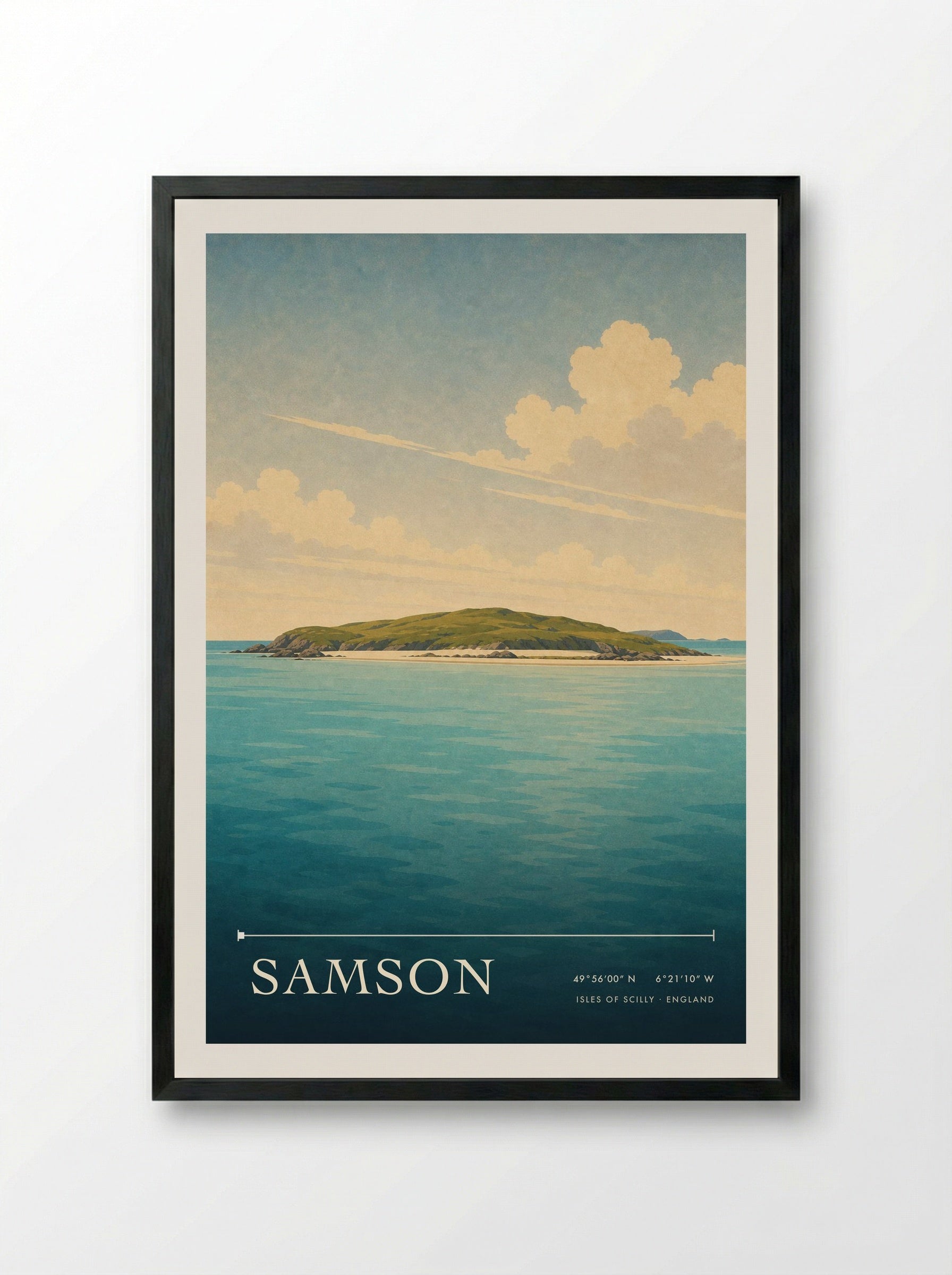 Samson Isles of Scilly England Travel Poster - Framed Print Black