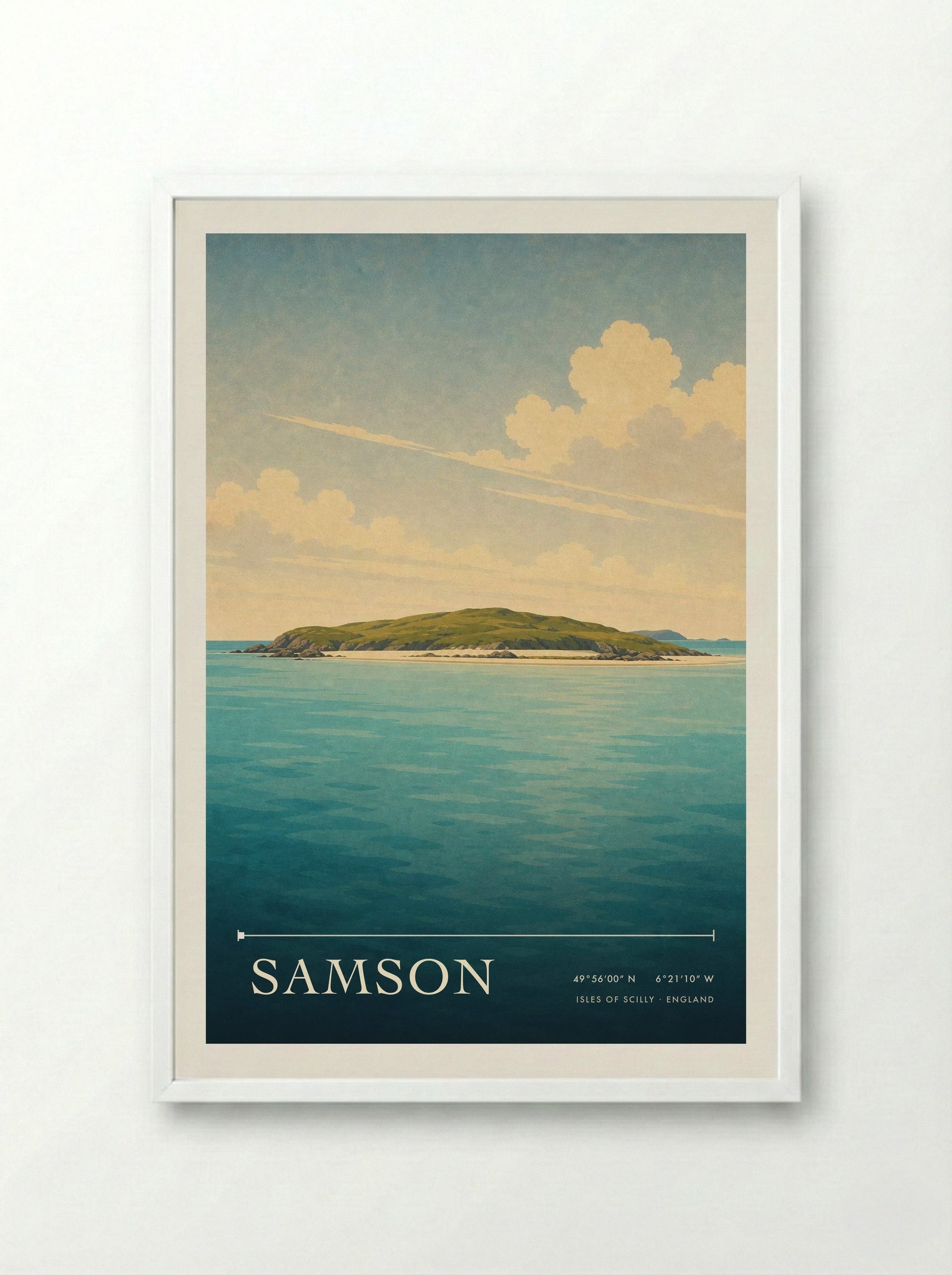Samson Isles of Scilly England Travel Poster - Framed Print White