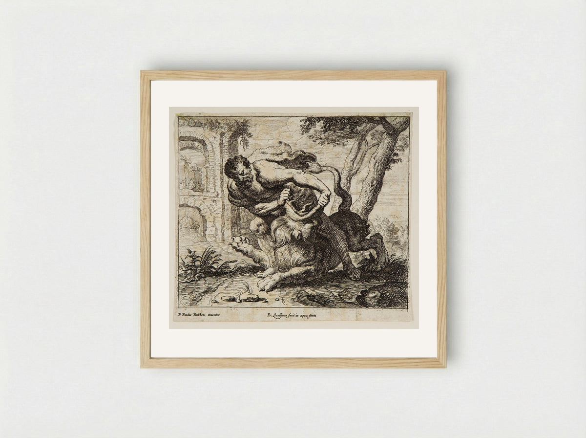 Samson Killing the Lion - Erasmus Quellinus II - Framed Print Wood
