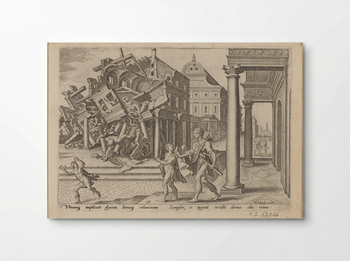 Samson Let Out of Prison and Destroying the Temple of the Philistines - Philips Galle - Poster