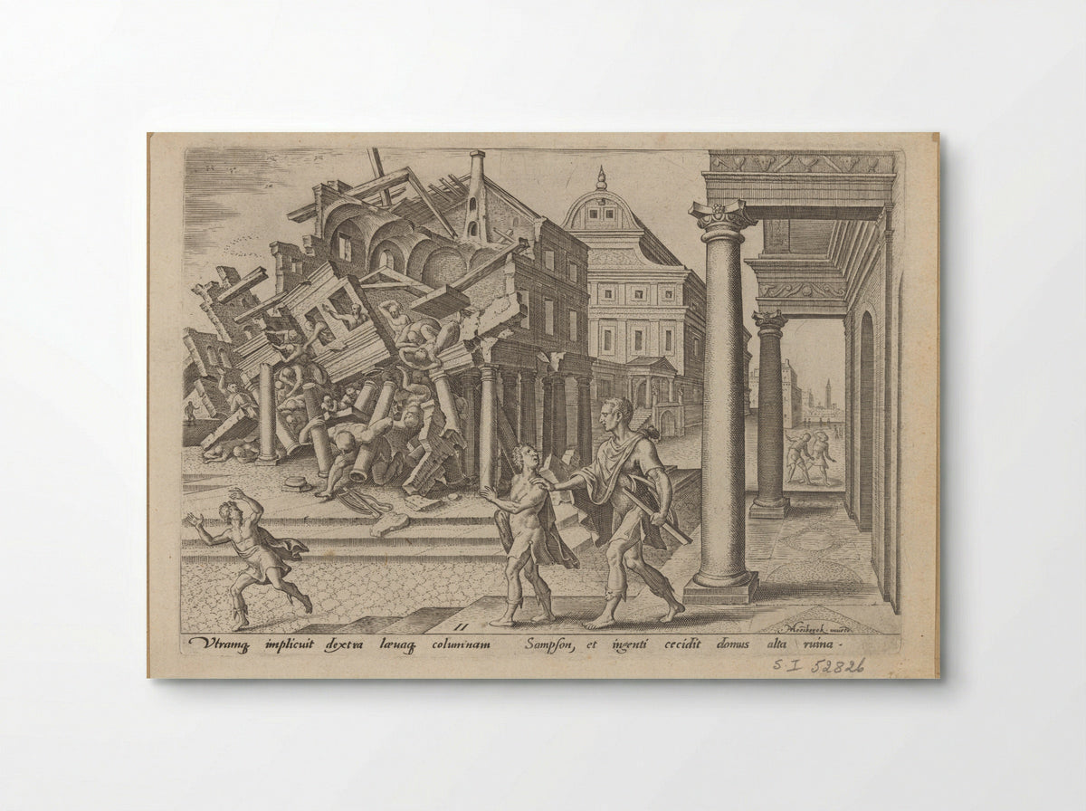 Samson Let Out of Prison and Destroying the Temple of the Philistines - Philips Galle - Poster