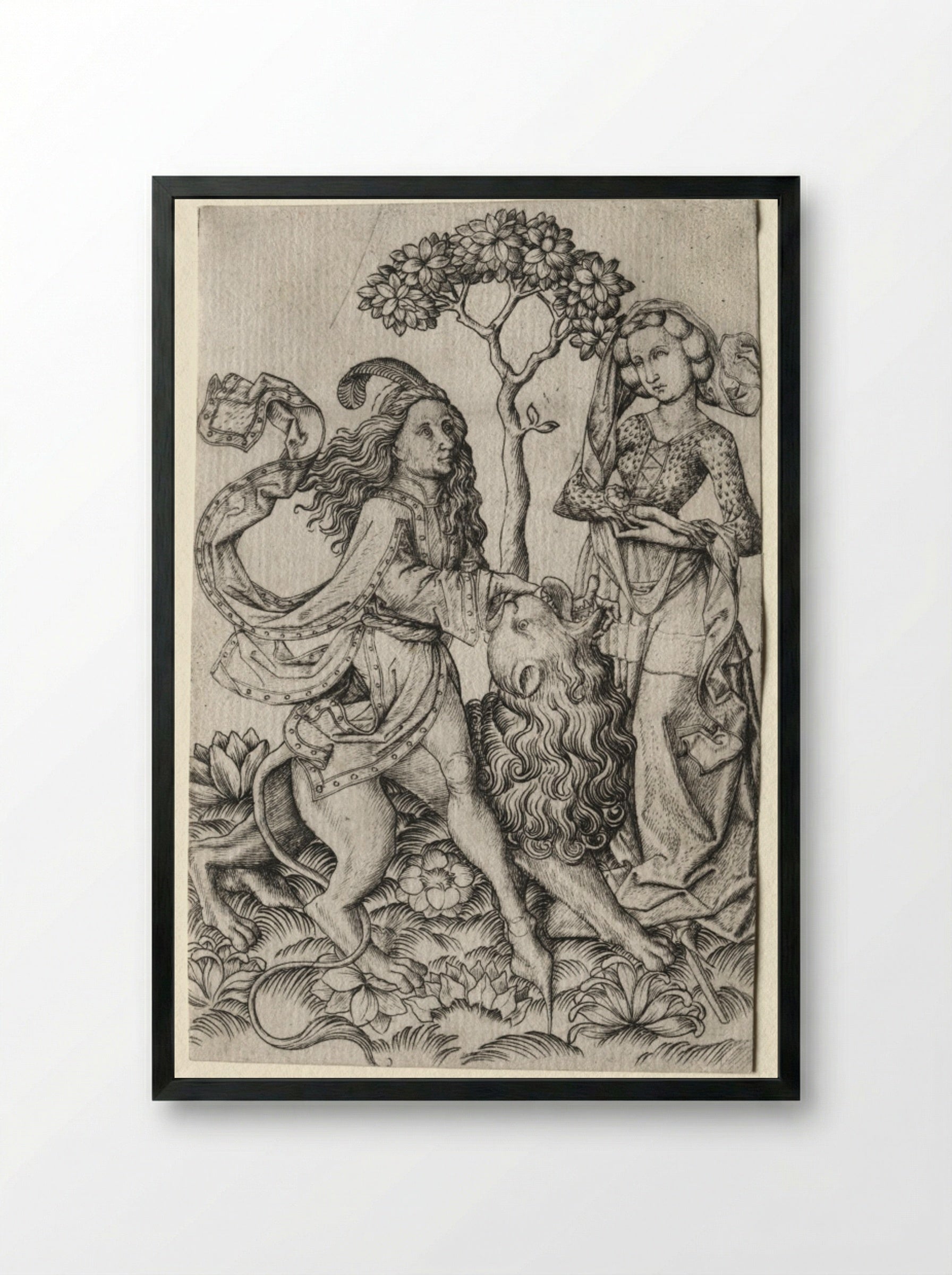 Samson Rending the Lion - Master ES - Framed Print Black