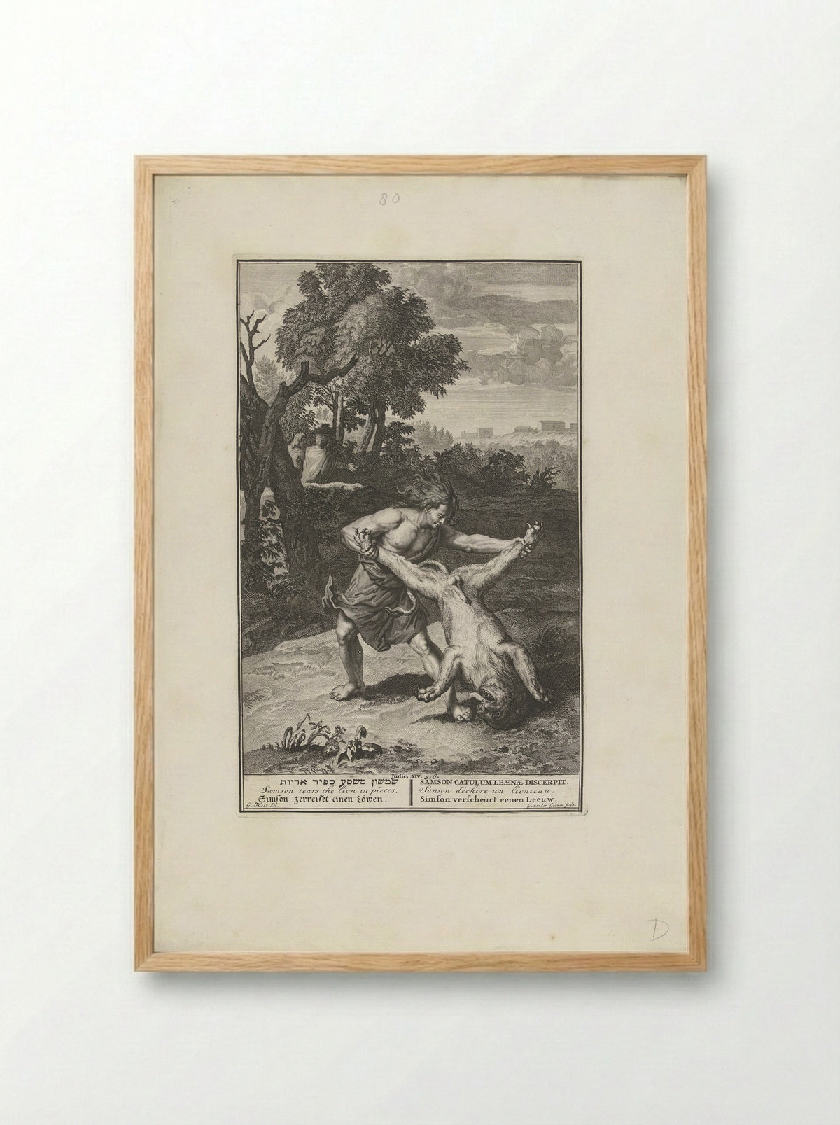 Samson Rending the Lion - Pieter de Hondt - Framed Print Wood