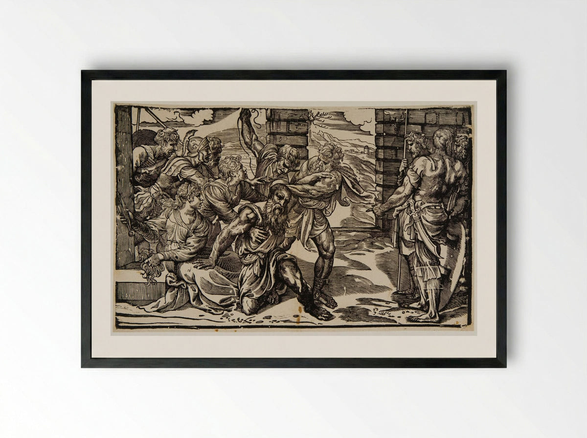 Samson Taken By the Philistines - Nicolò Boldrini - Framed Print Black