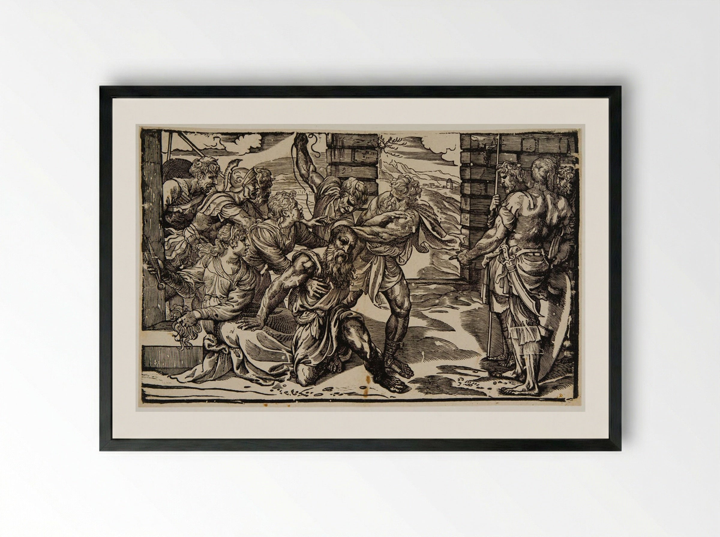 Samson Taken by the Philistines - Nicolò Boldrini - Framed Print Black