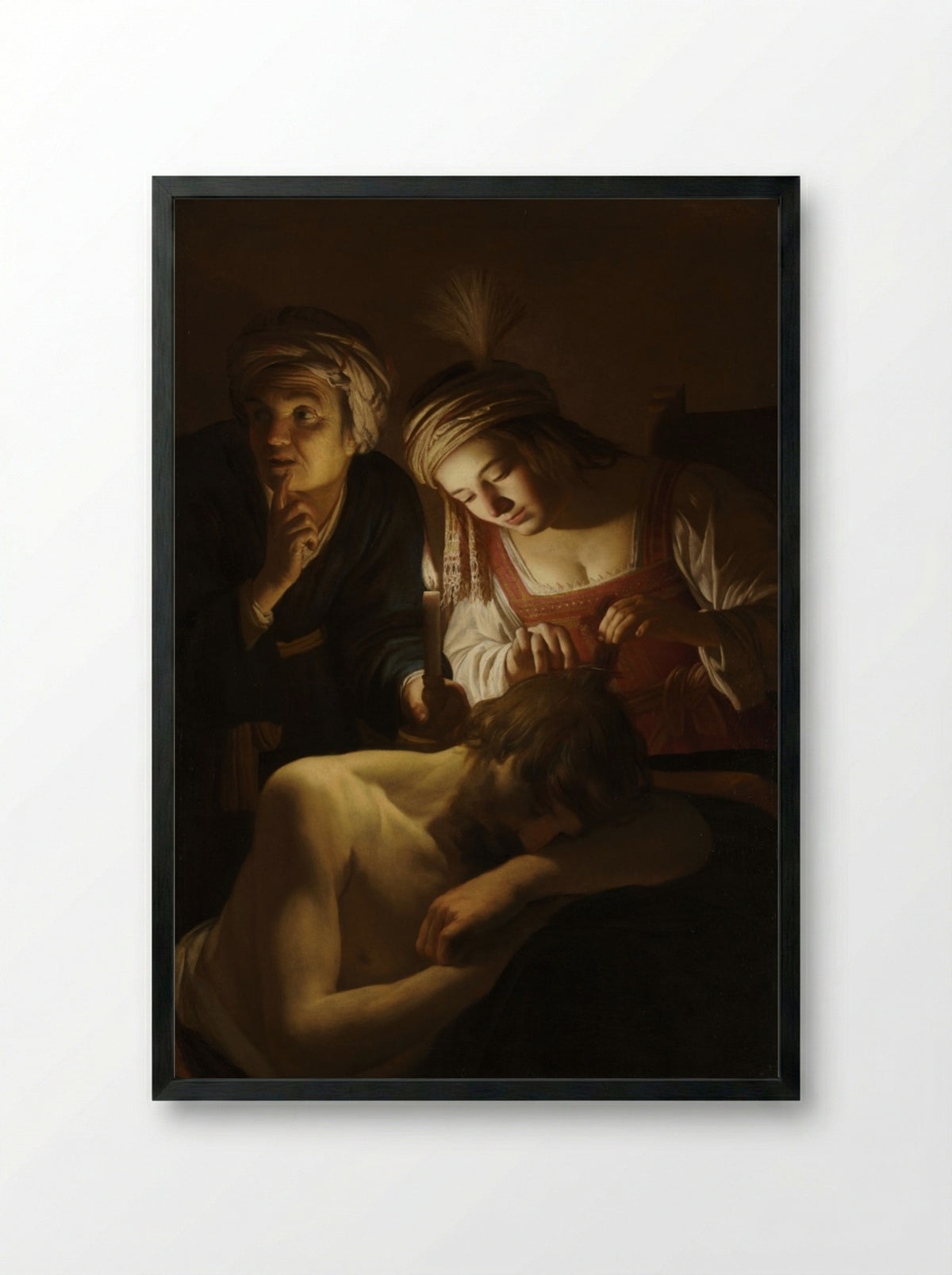 Samson and Delilah - Gerrit van Honthorst - Framed Print Black