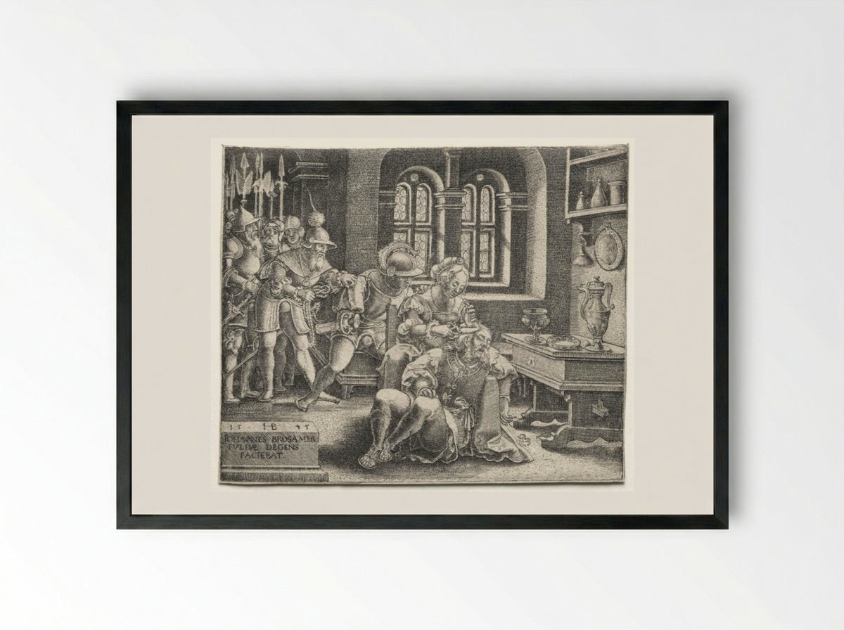 Samson and Delilah - Hans Brosamer - Framed Print Black