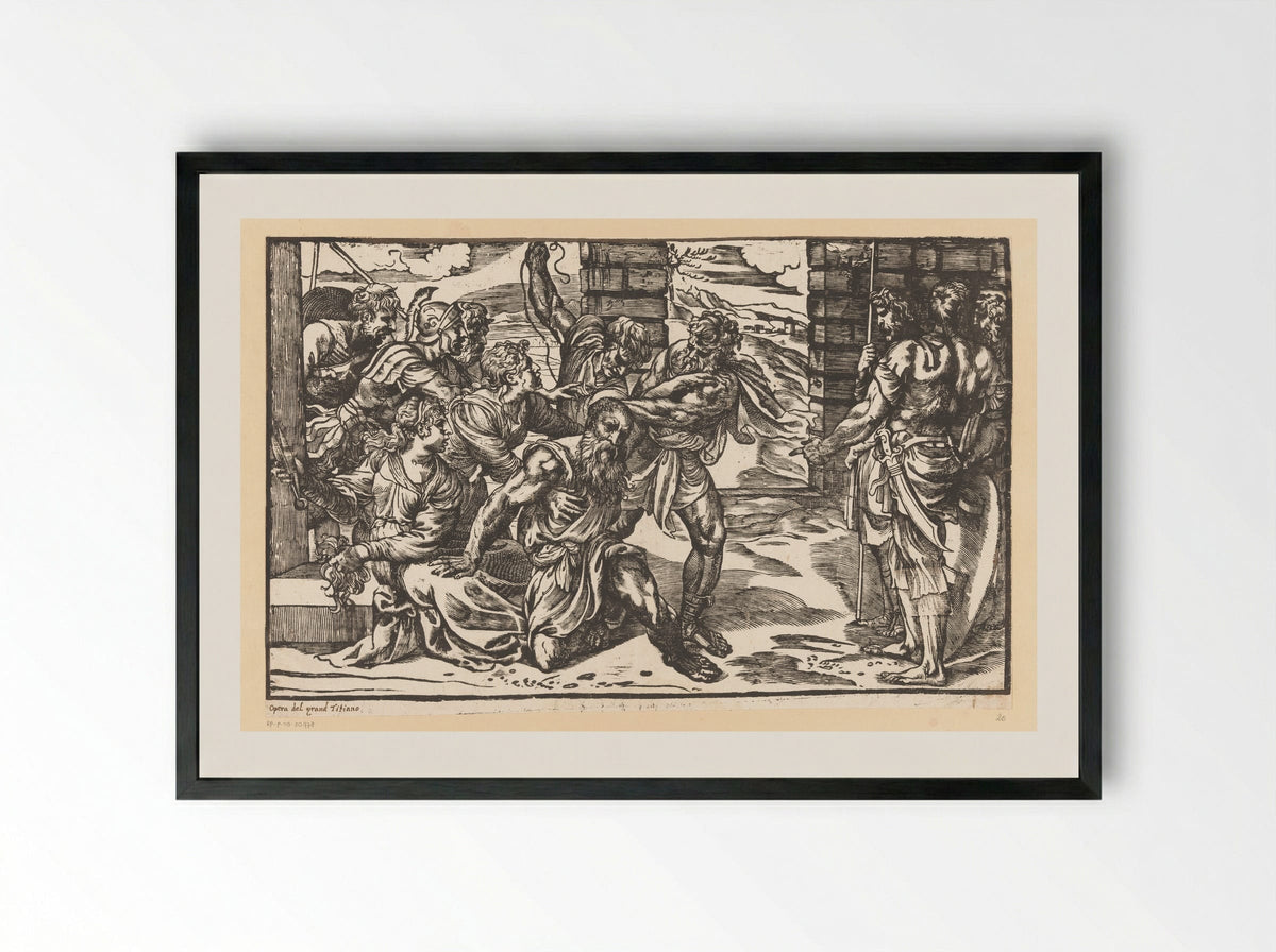 Samson and Delilah - Titian - Framed Print Black