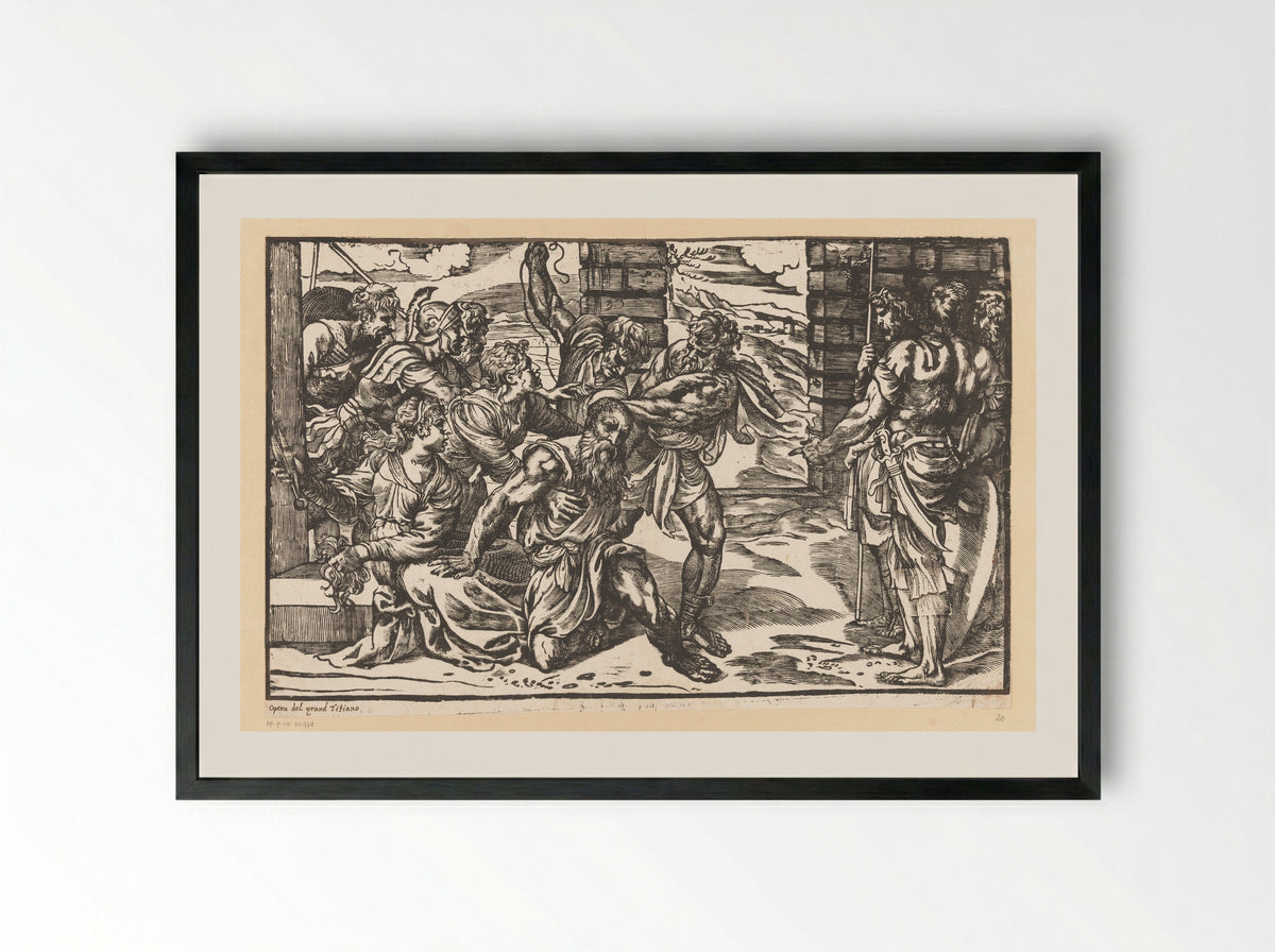 Samson and Delilah - Titian - Framed Print Black