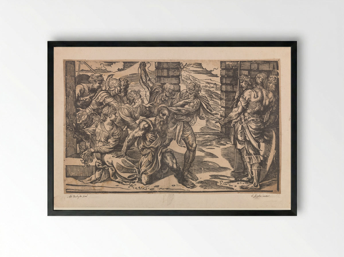 Samson and Delilah - Titian - Framed Print Black