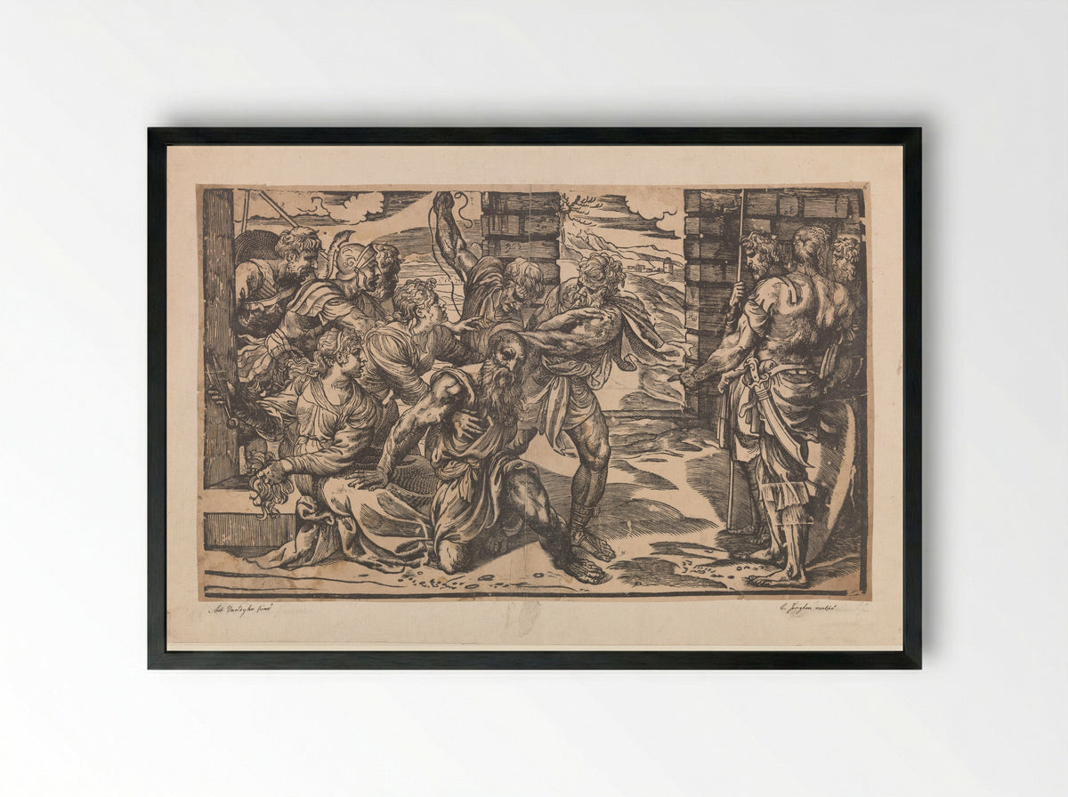 Samson and Delilah - Titian - Framed Print Black