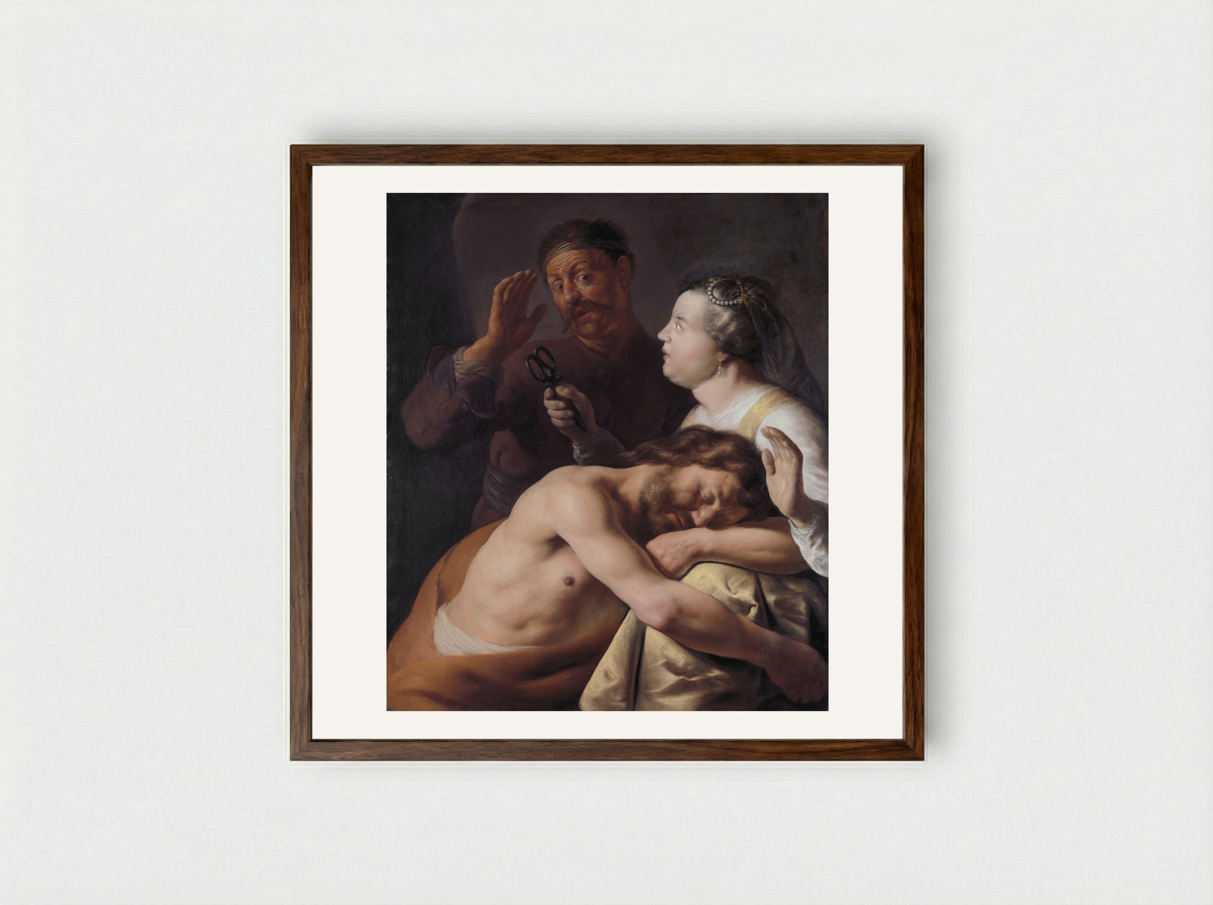 Samson and Delilah - Jan Lievens - Framed Print Dark Wood