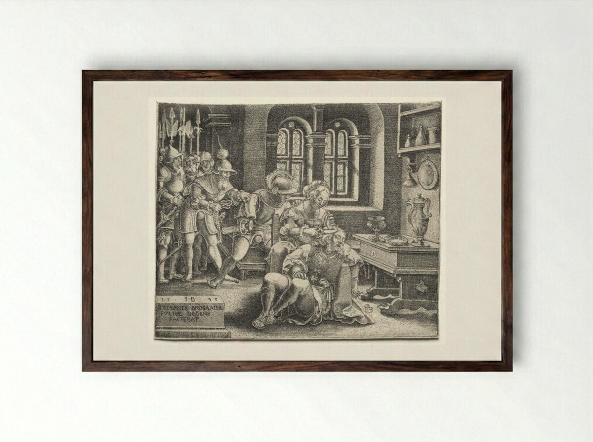 Samson and Delilah - Hans Brosamer - Framed Print Dark Wood
