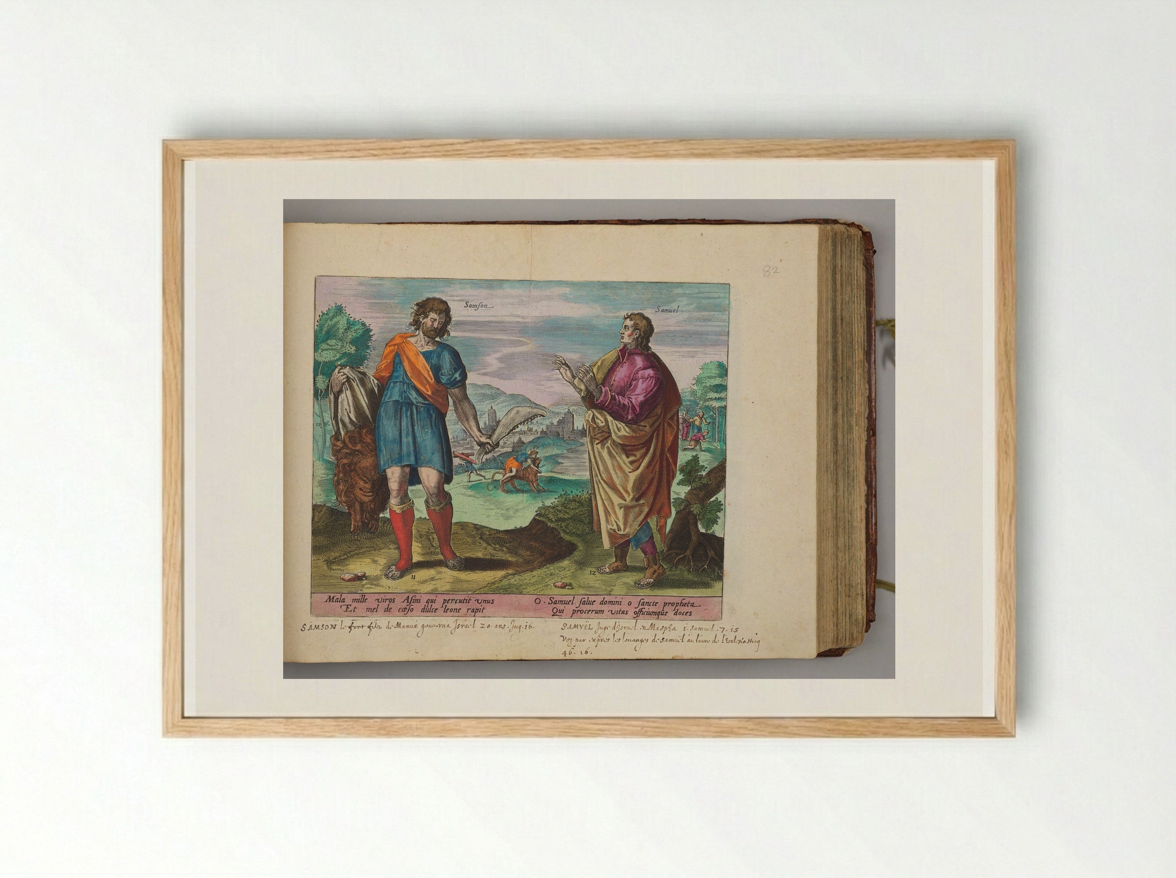 Samson and Samuel - Hans Collaert the Elder - Framed Print Wood