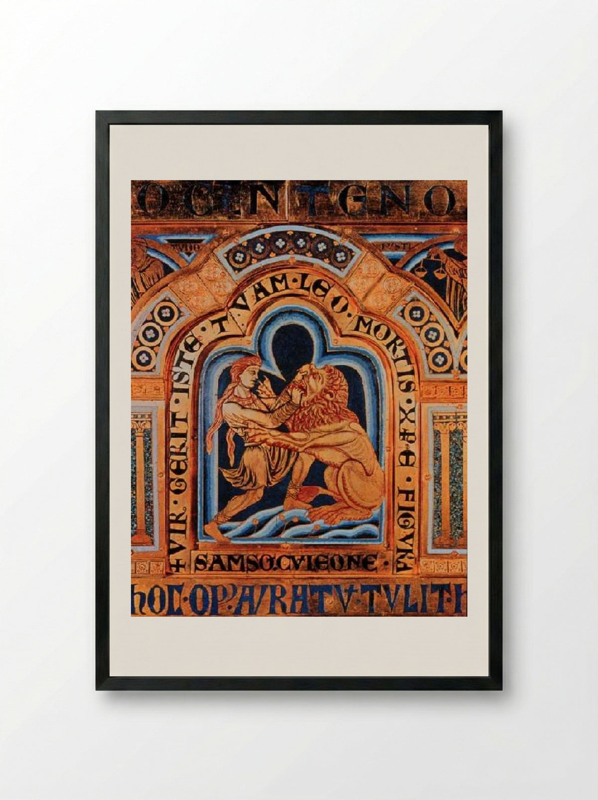 Samson and the Lion - Nicholas of Verdun - Framed Print Black