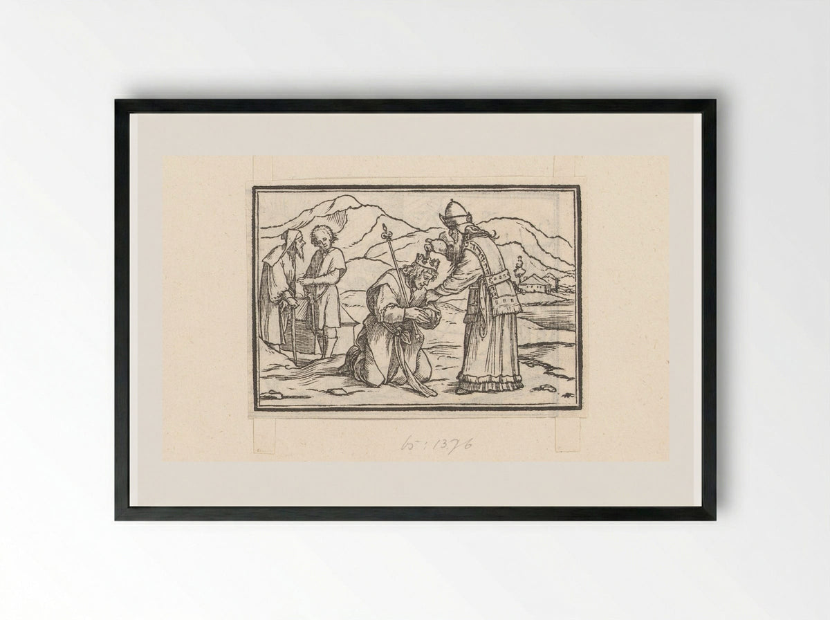 Samuel Anointing Saul as King - Veit Rudolf Specklin - Framed Print Black