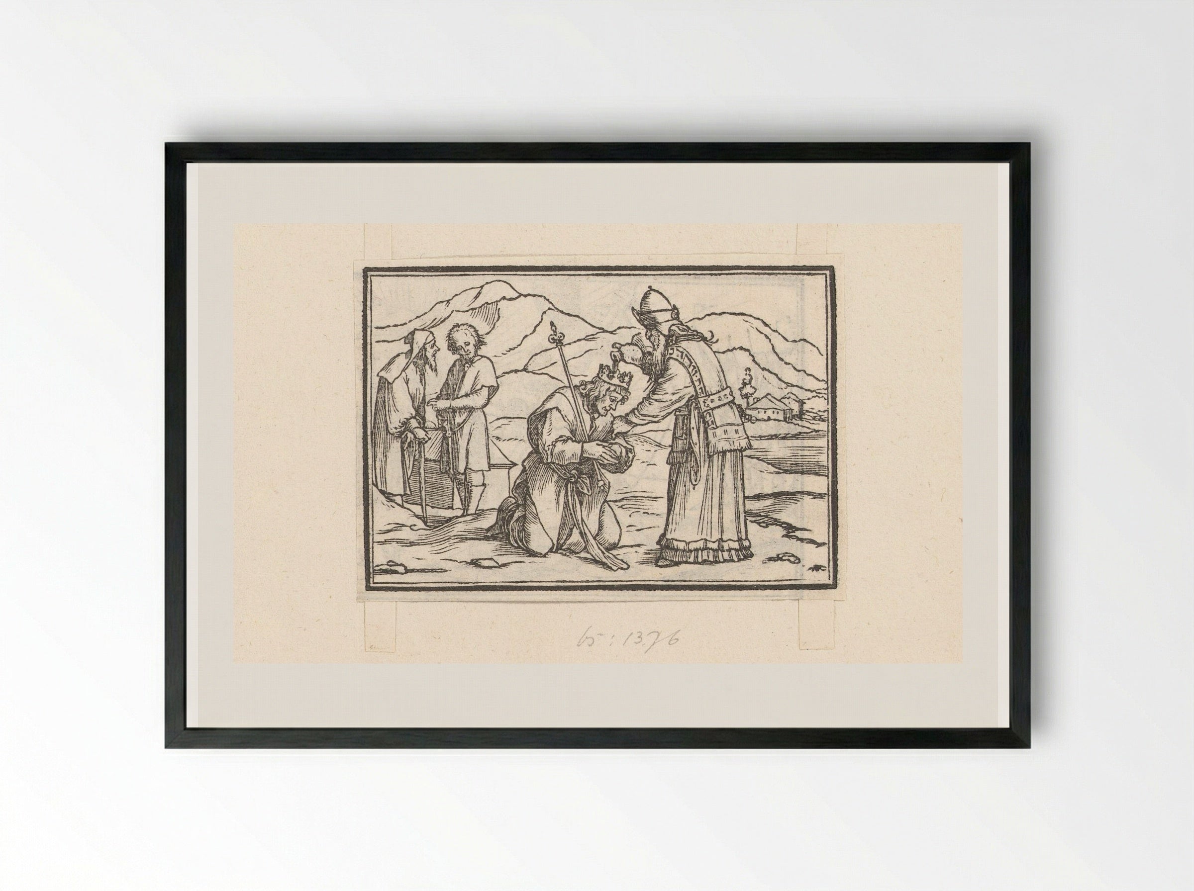 Samuel Anointing Saul as King - Veit Rudolf Specklin - Framed Print Black
