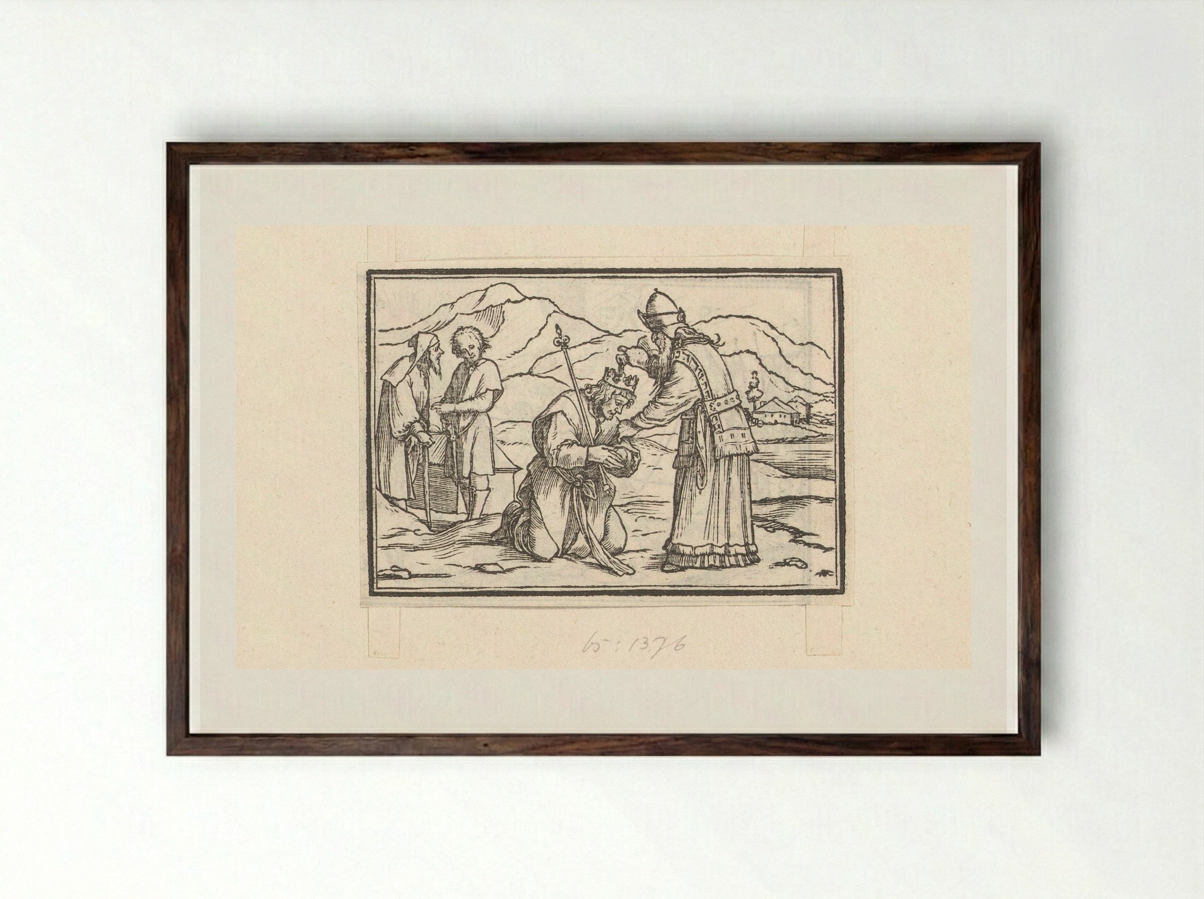 Samuel Anointing Saul as King - Veit Rudolf Specklin - Framed Print Dark Wood