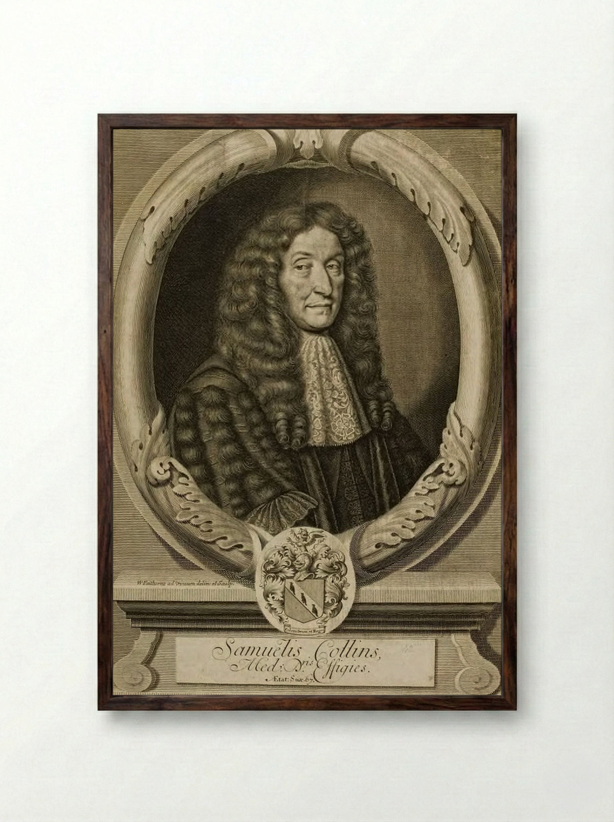 Samuel Collins - William Faithorne the Elder - Framed Print Dark Wood