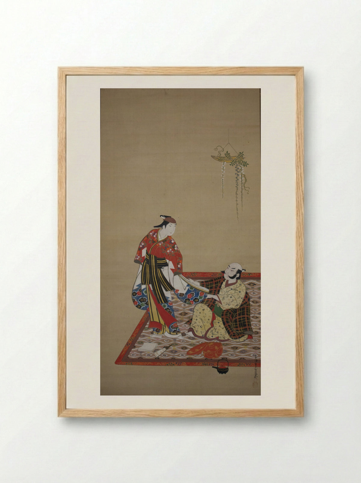 Samurai and Wakashu (Male Youth) - Miyagawa Isshō - Framed Print Wood