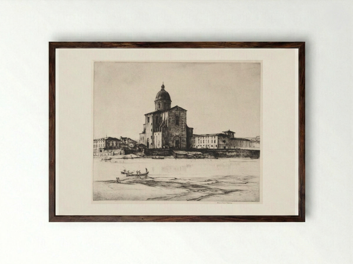 San Frediano in Cestello, Florence - Muirhead Bone - Framed Print Dark Wood
