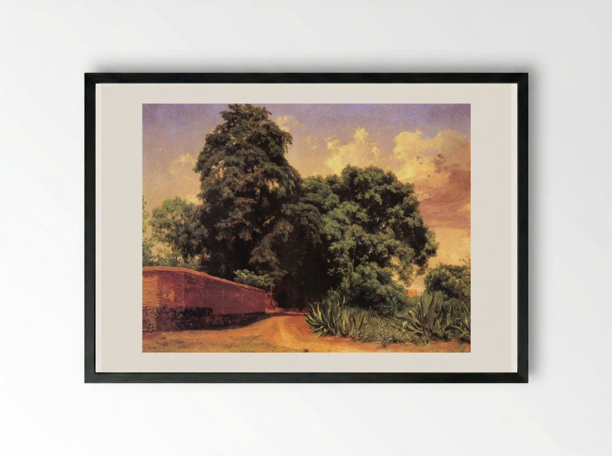 San Sebastián Chimalistac - José María Velasco - Framed Print Black