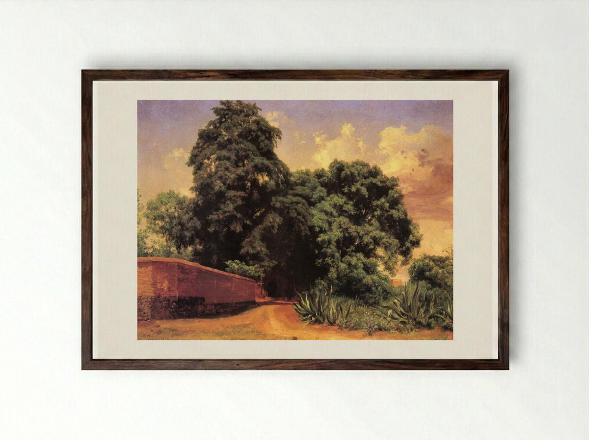San Sebastián Chimalistac - José María Velasco - Framed Print Dark Wood