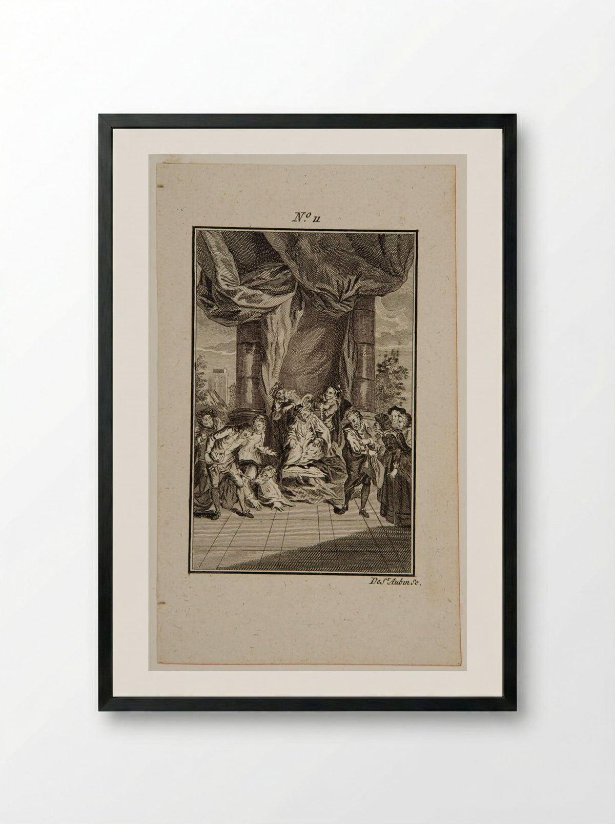 Sancho judges in the Island of Barataria - Augustin de Saint-Aubin - Framed Print Black