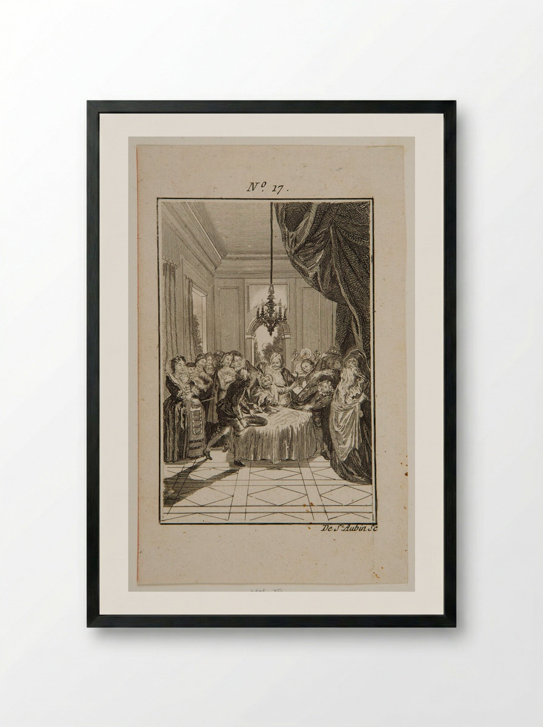 Sancho's Dinner at the Island of Barataria - Augustin de Saint-Aubin - Framed Print Black