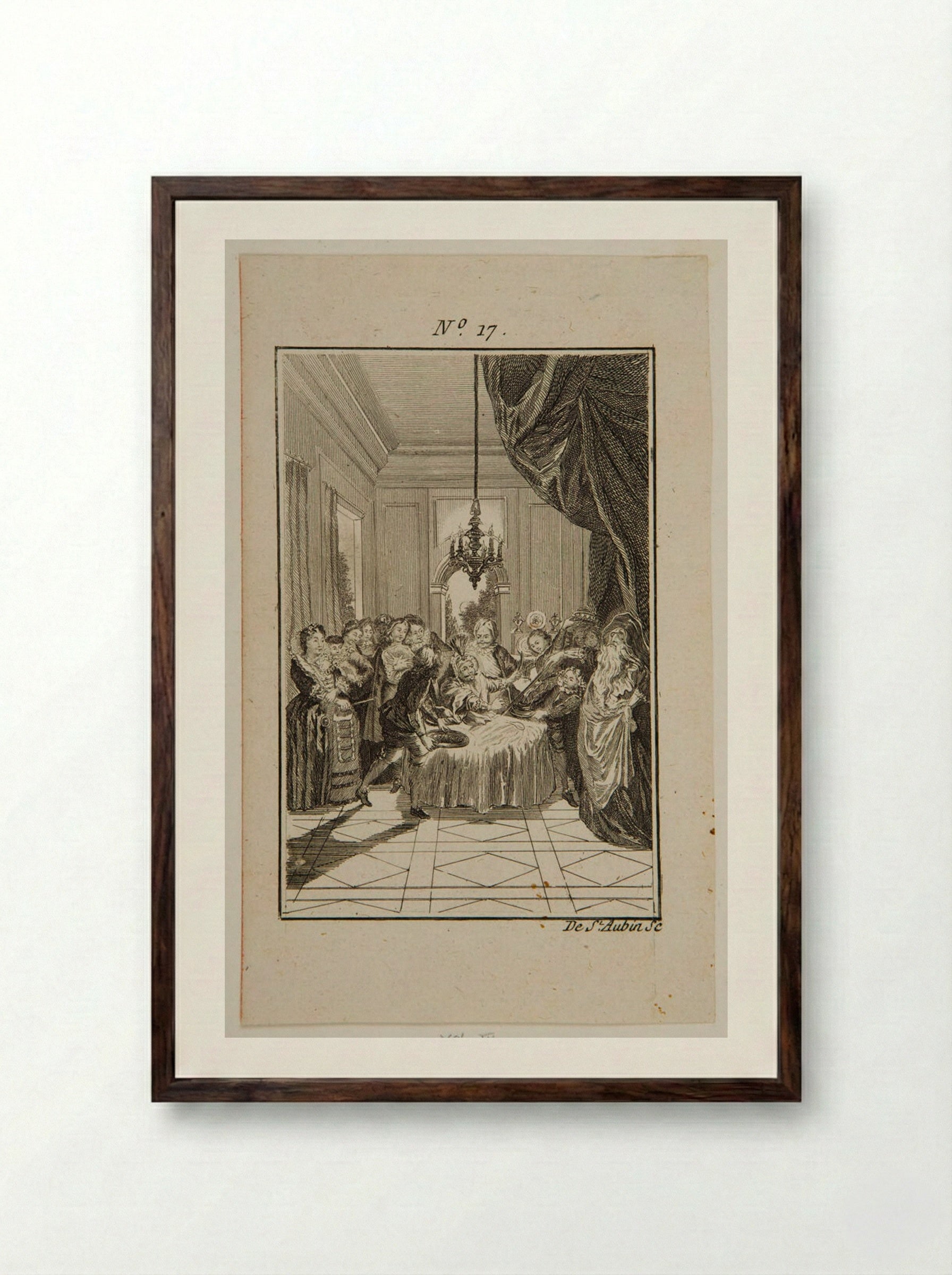 Sancho's Dinner at the Island of Barataria - Augustin de Saint-Aubin - Framed Print Dark Wood