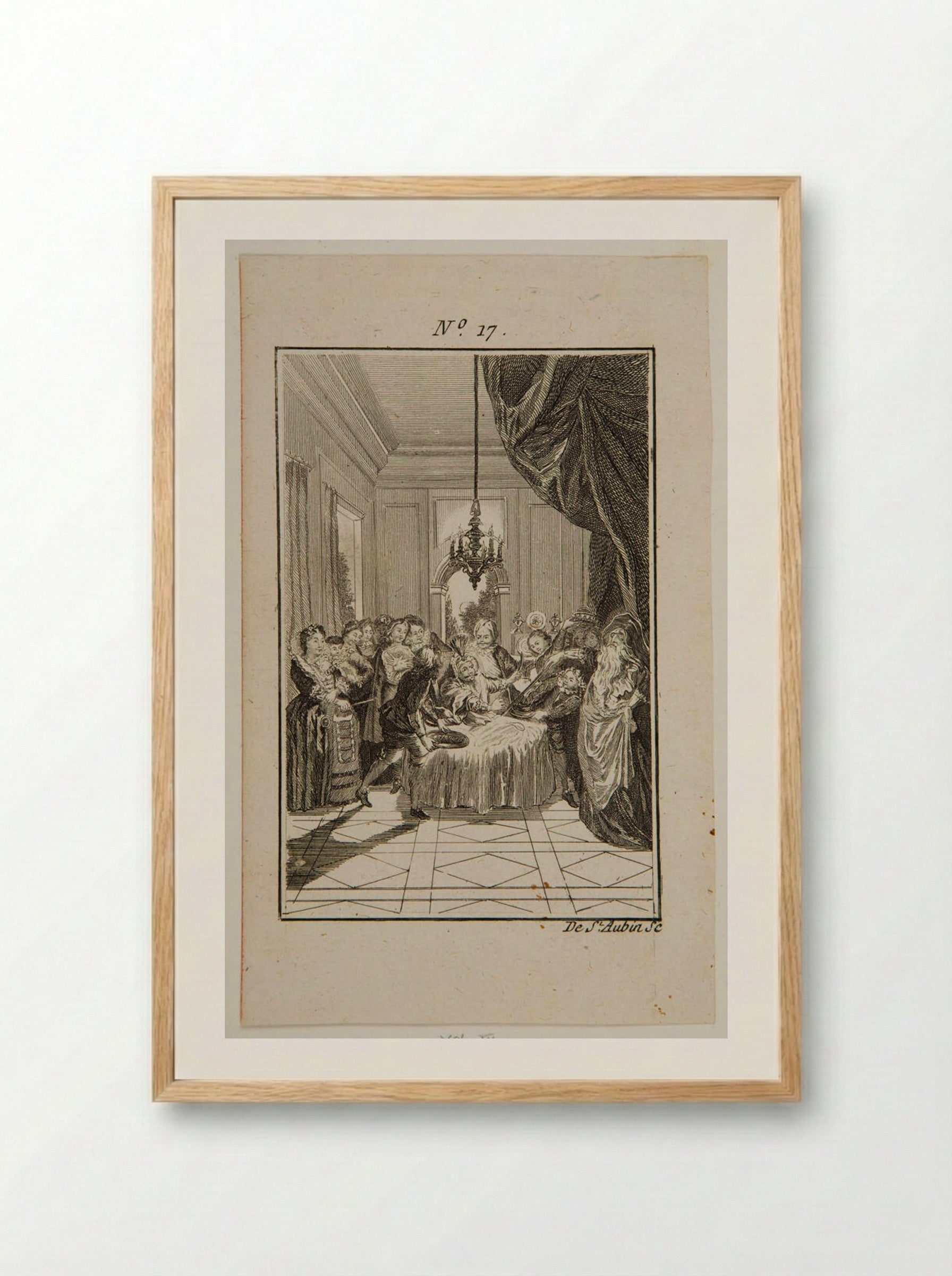 Sancho's Dinner at the Island of Barataria - Augustin de Saint-Aubin - Framed Print Wood