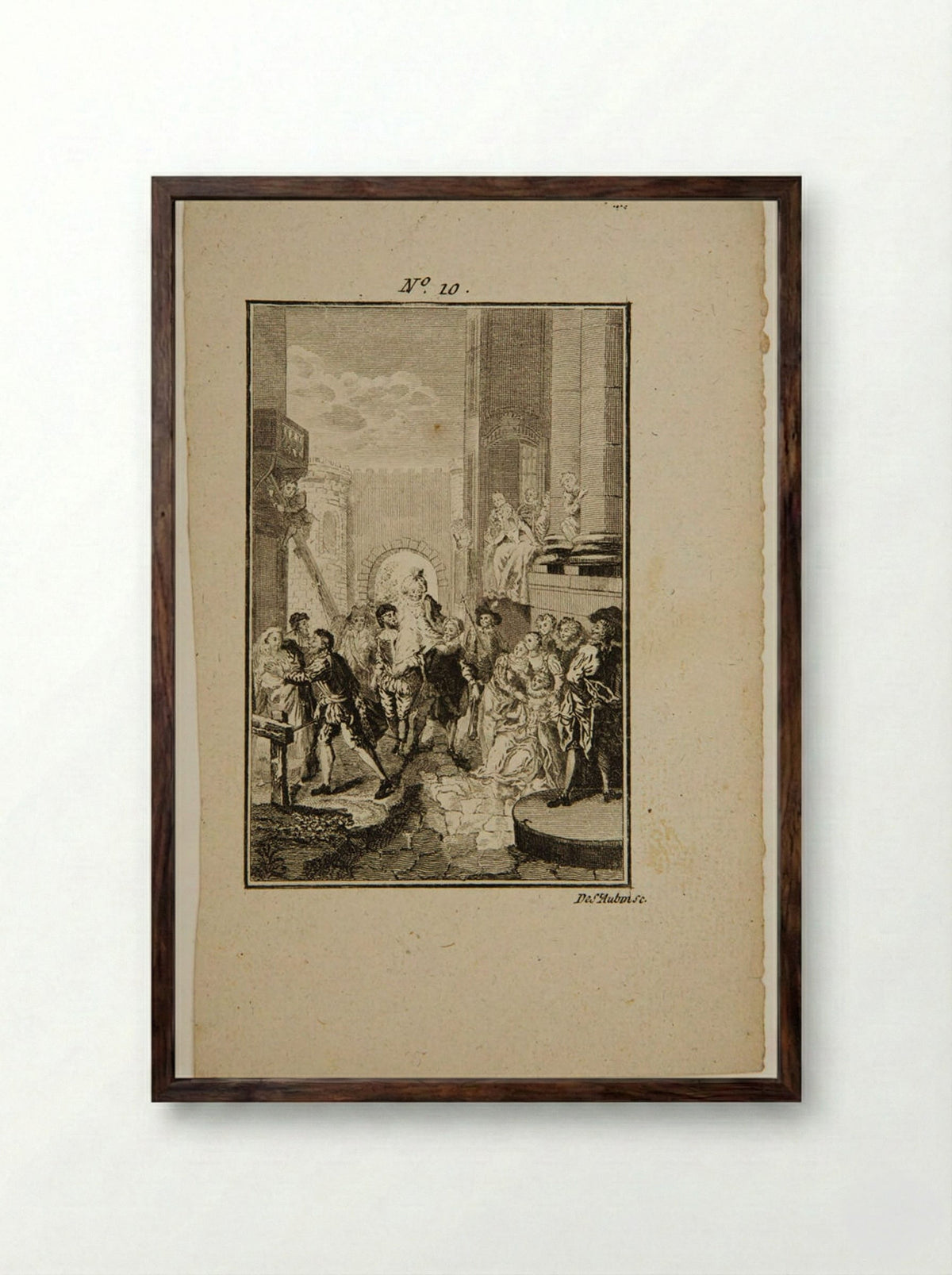 Sancho's Entrance to the Island of Bataria - Augustin de Saint-Aubin - Framed Print Dark Wood