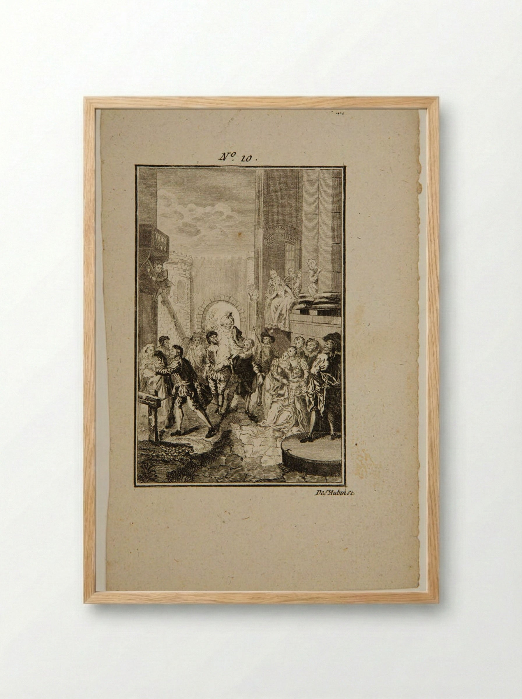Sancho's Entrance to the Island of Bataria - Augustin de Saint-Aubin - Framed Print Wood