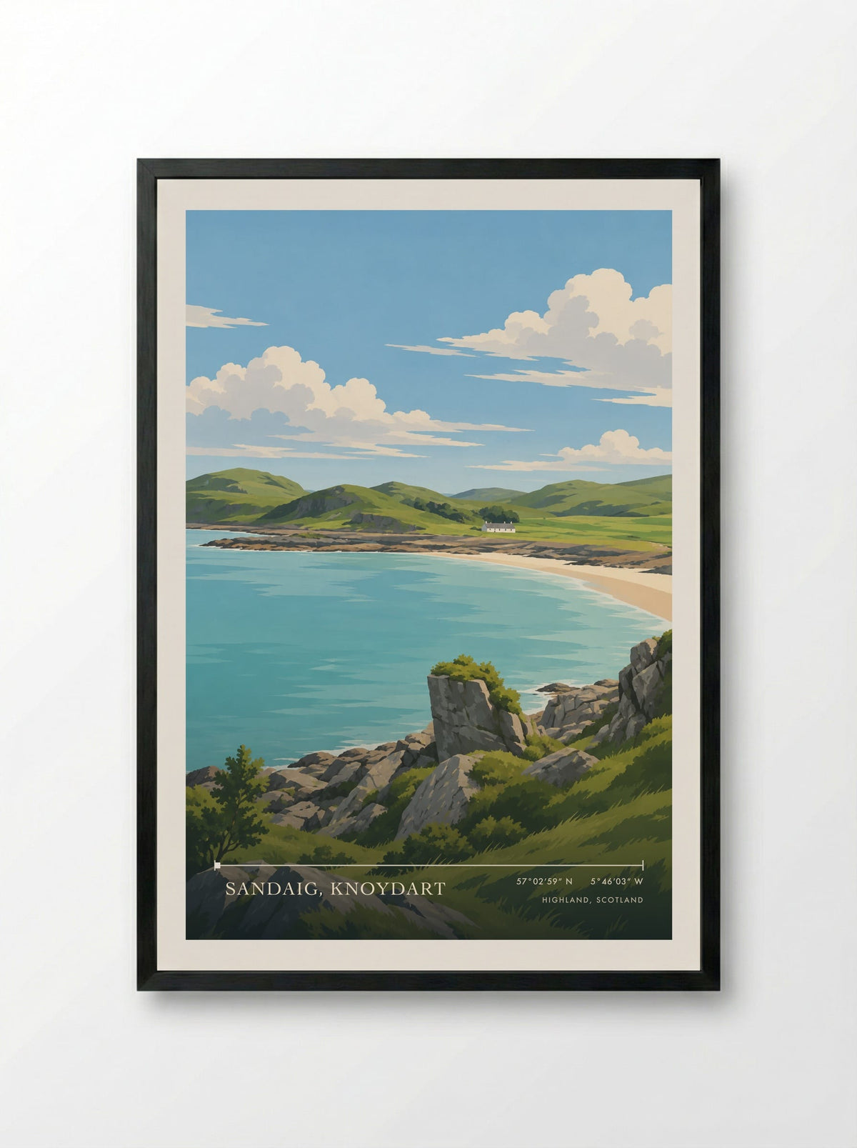 Sandaig, Knoydart, Highland, Scotland | Travel Poster - Framed Print Black