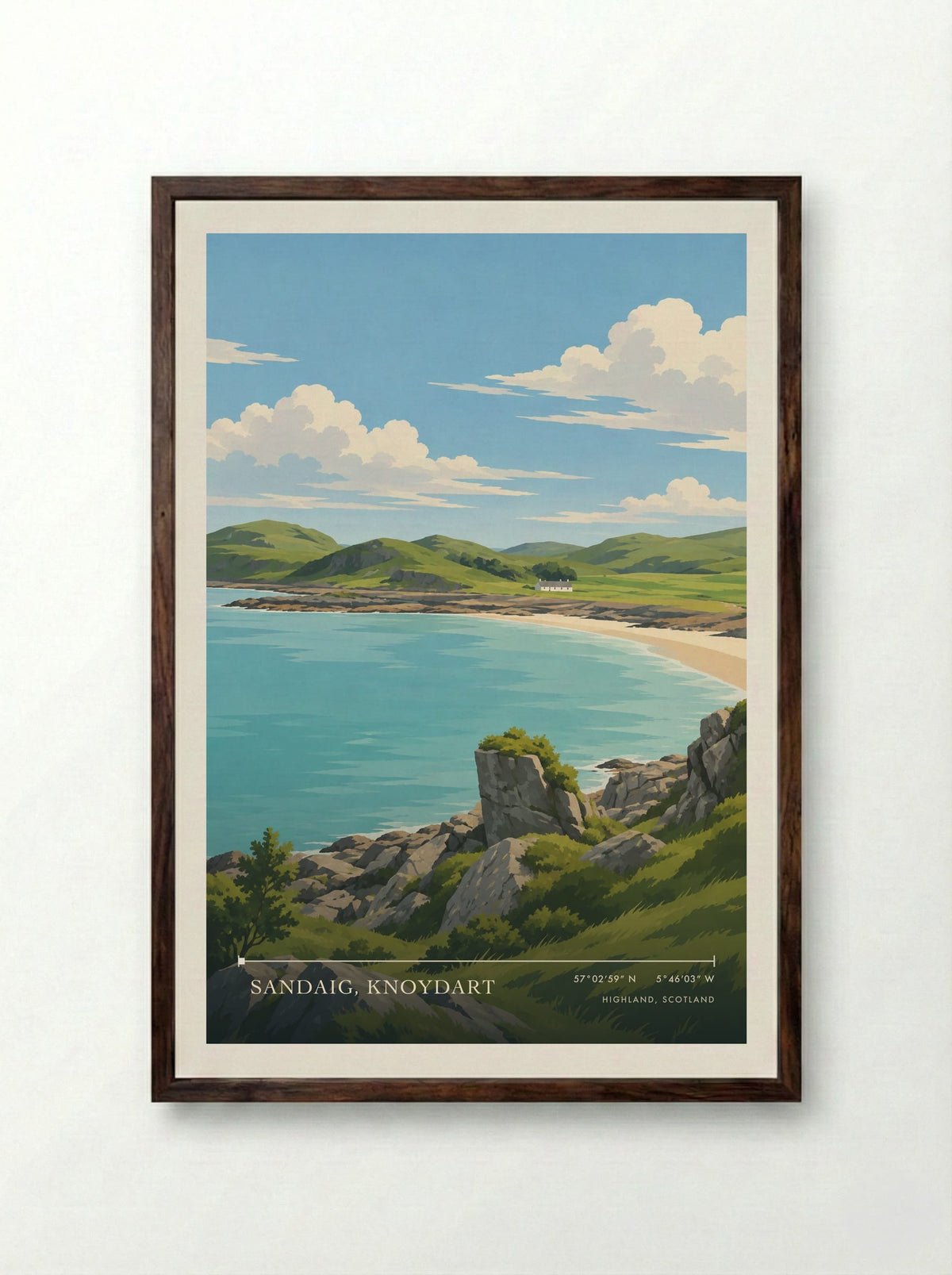 Sandaig, Knoydart, Highland, Scotland | Travel Poster - Framed Print Dark Wood