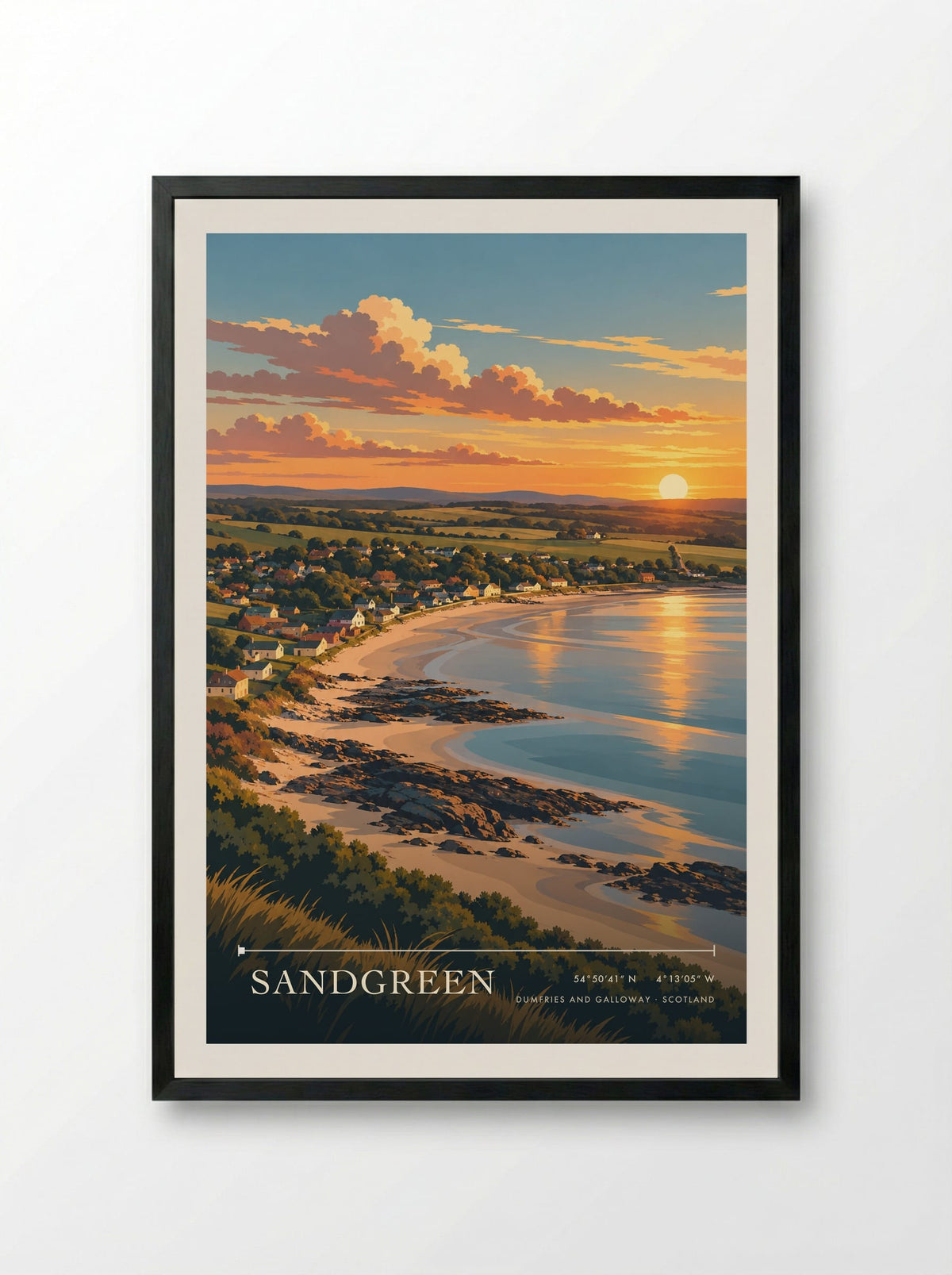 Sandgreen, Dumfries and Galloway | Travel Poster - Framed Print Black