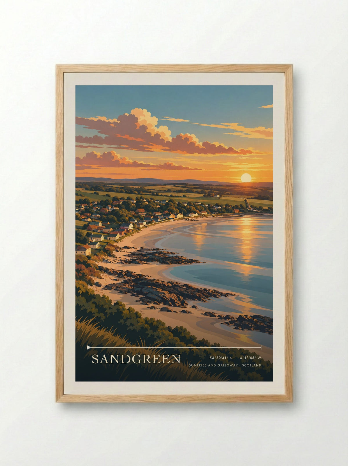 Sandgreen, Dumfries and Galloway | Travel Poster - Framed Print Wood