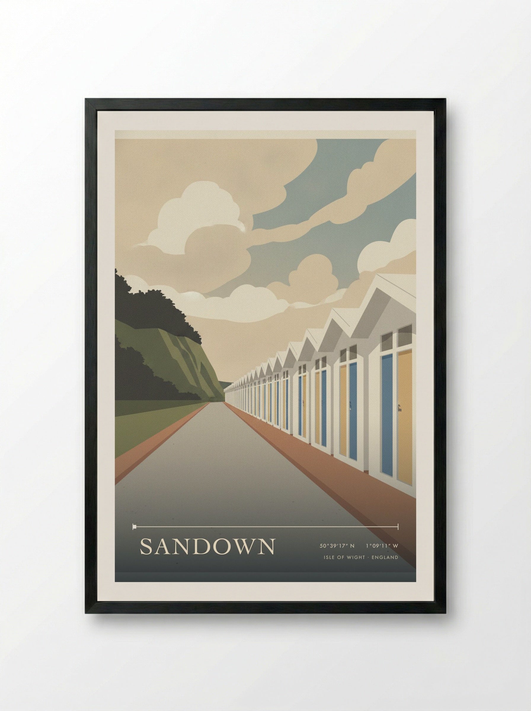 Sandown Isle of Wight England Travel Poster - Framed Print Black